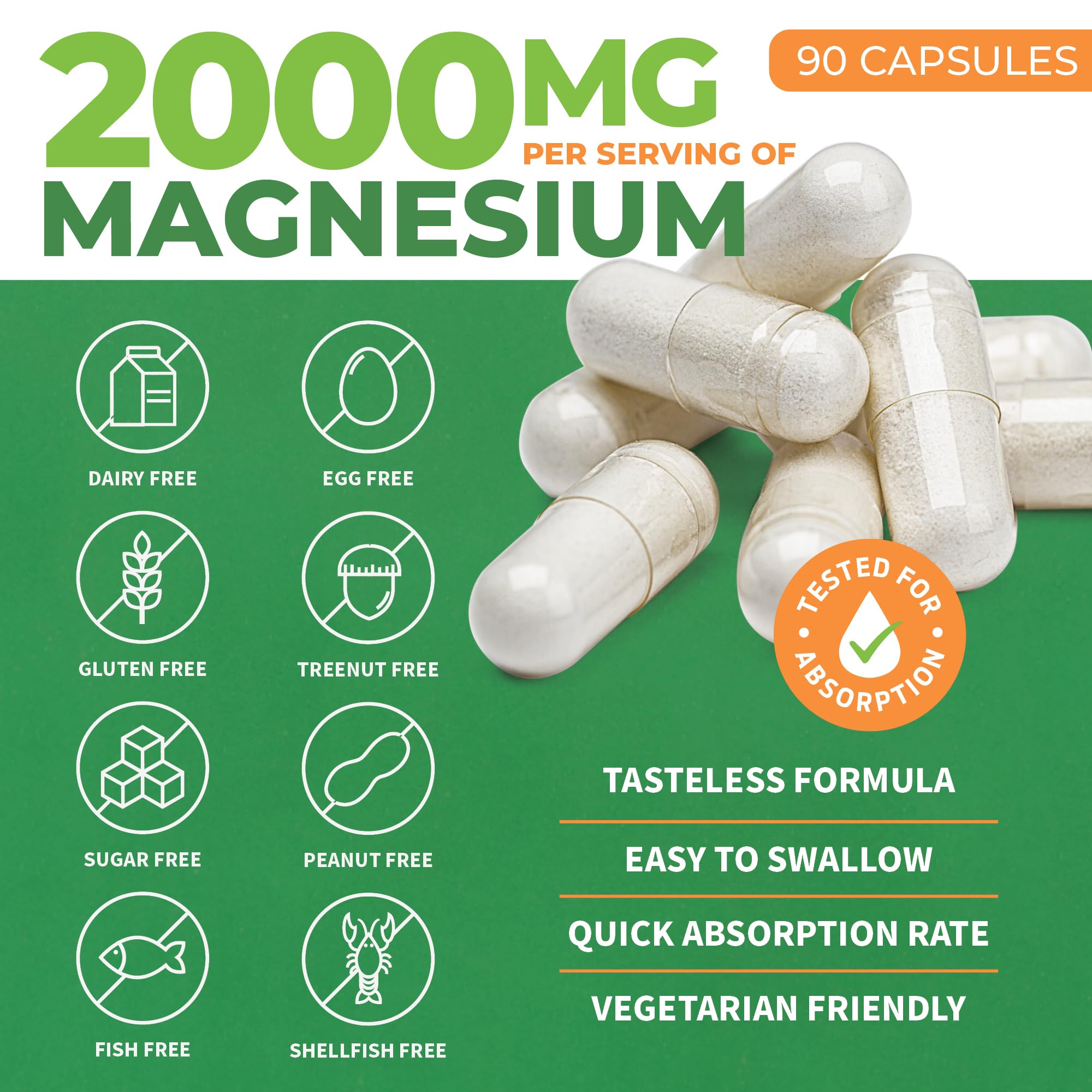 Magnesium L-Threonate Capsules - 2000mg Original Magtein Formula - Patented & Clinically Studied Supplement for Focus, Memory, Brain & Sleep Support, Mag Threonate for Women & Men (90 Count)