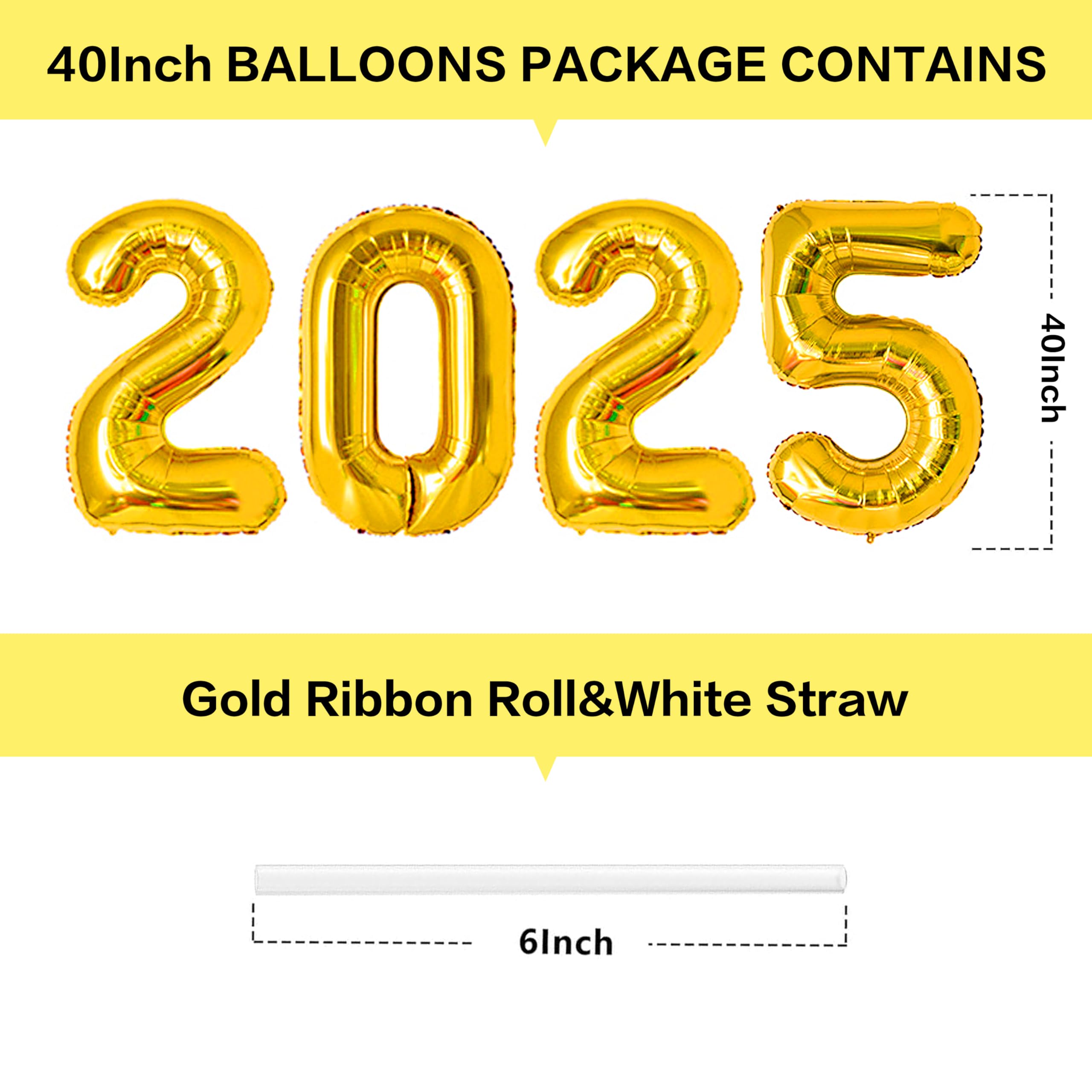 PY SUPER MODE 40 Inch New Years Eve Decorations 2025 Balloons,New Year Decoration Foil 2025 Balloons 2025 Foil Balloons 2025 for New Year Party Decoration Number Balloons