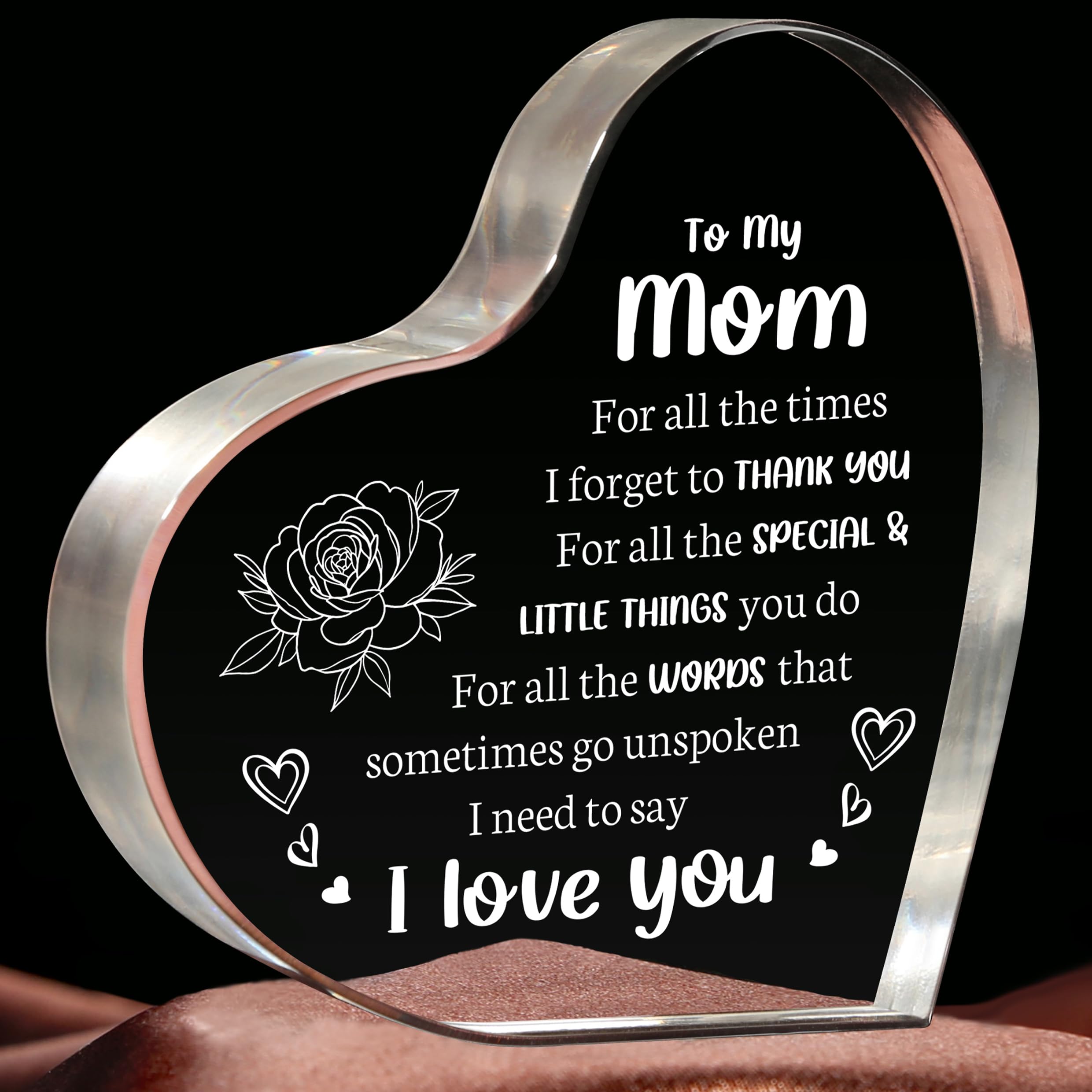 Milcier Gifts for Mom, Mom Christmas Gifts - Acrylic Keepsake 3.9x3.9 Inch - I Love You Mom Birthday Gifts from Son - Best Mothers Day Valentines Day Gifts for Mom