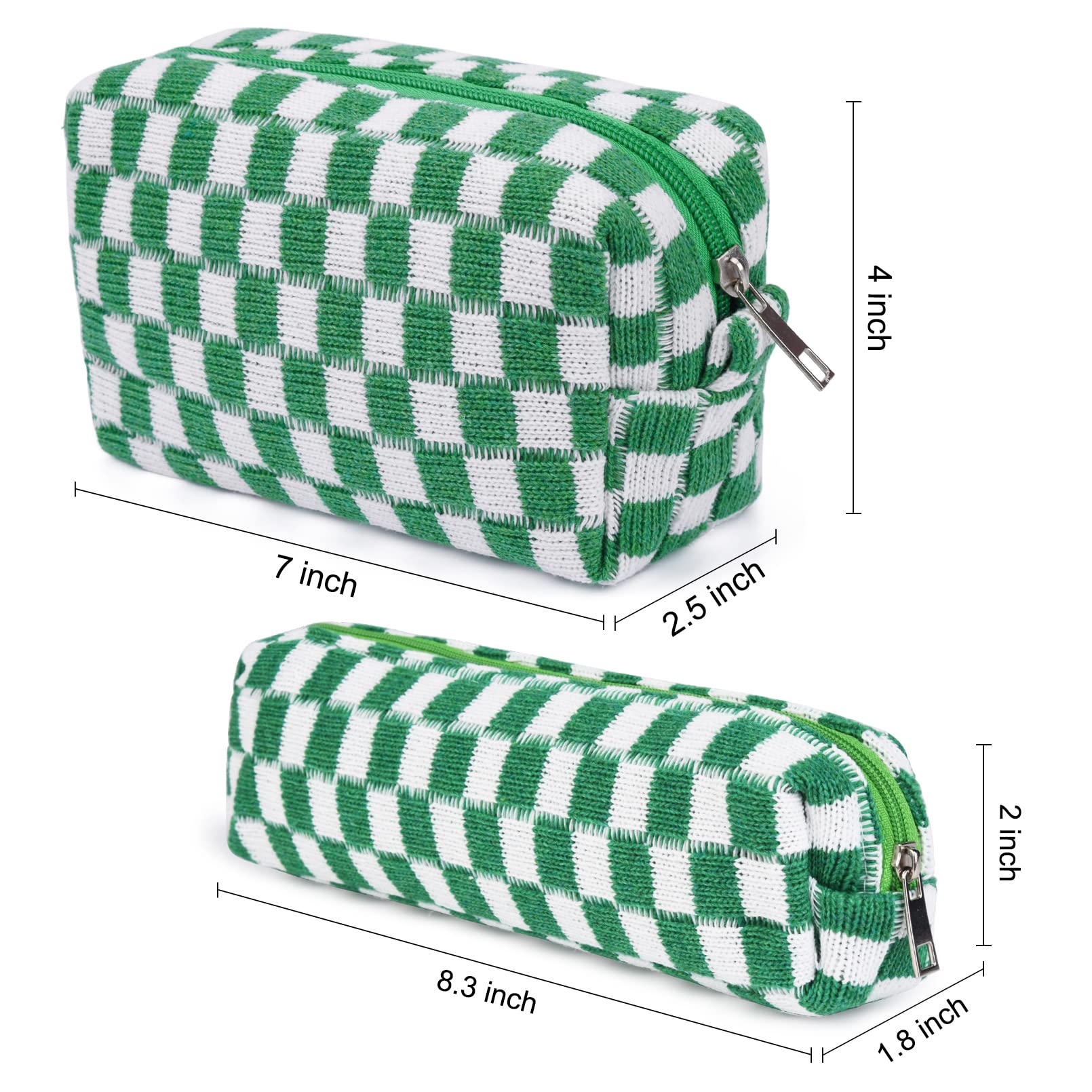 SOIDRAM Checkered Makeup Bag and Brush Storage Bag - Large Capacity Cosmetic Bag and Travel Toiletry Organizer