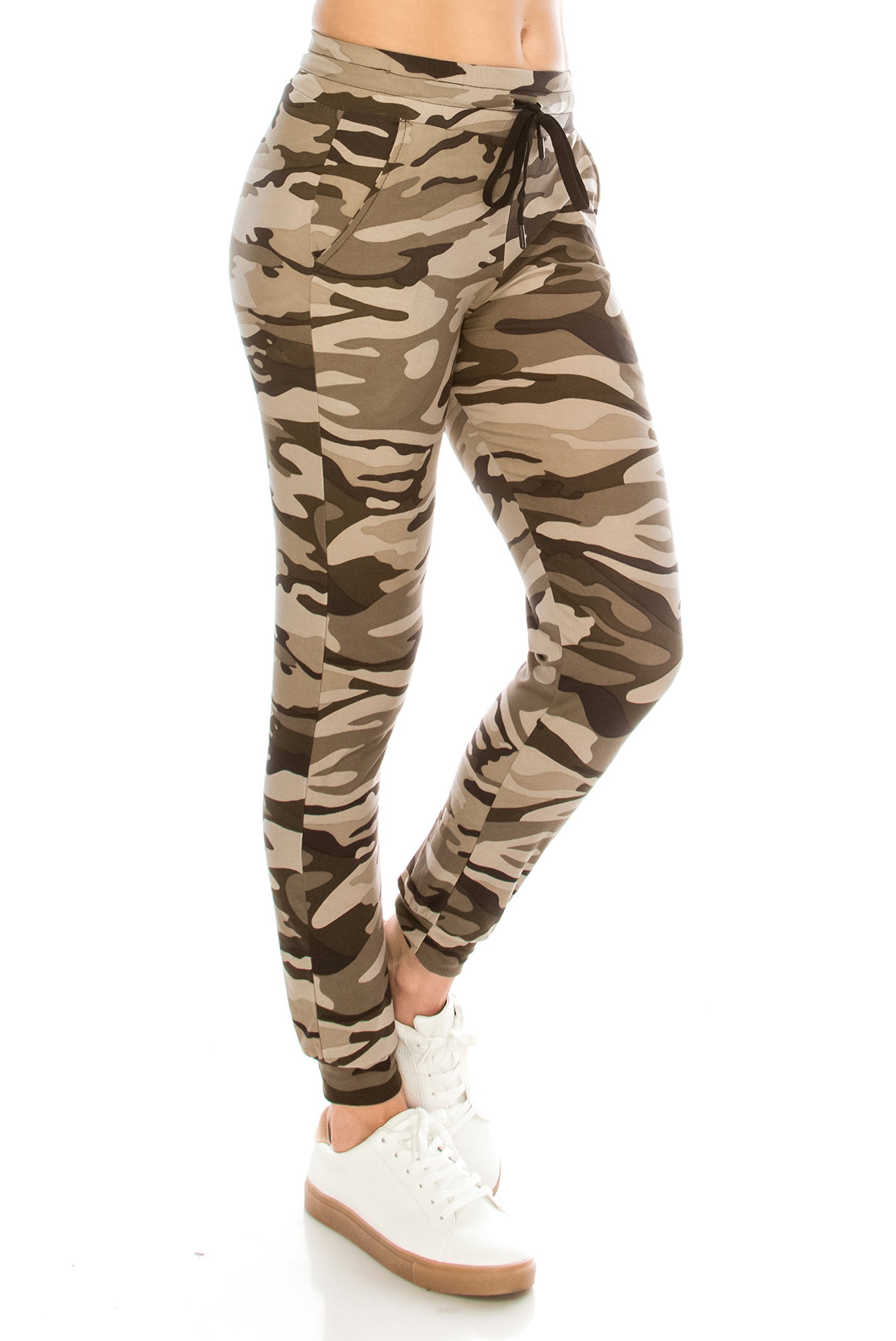 ALWAYS Women Drawstrings Jogger Sweatpants - Super Light Skinny Camo Soft Pockets Pants US S (Tag S/M)