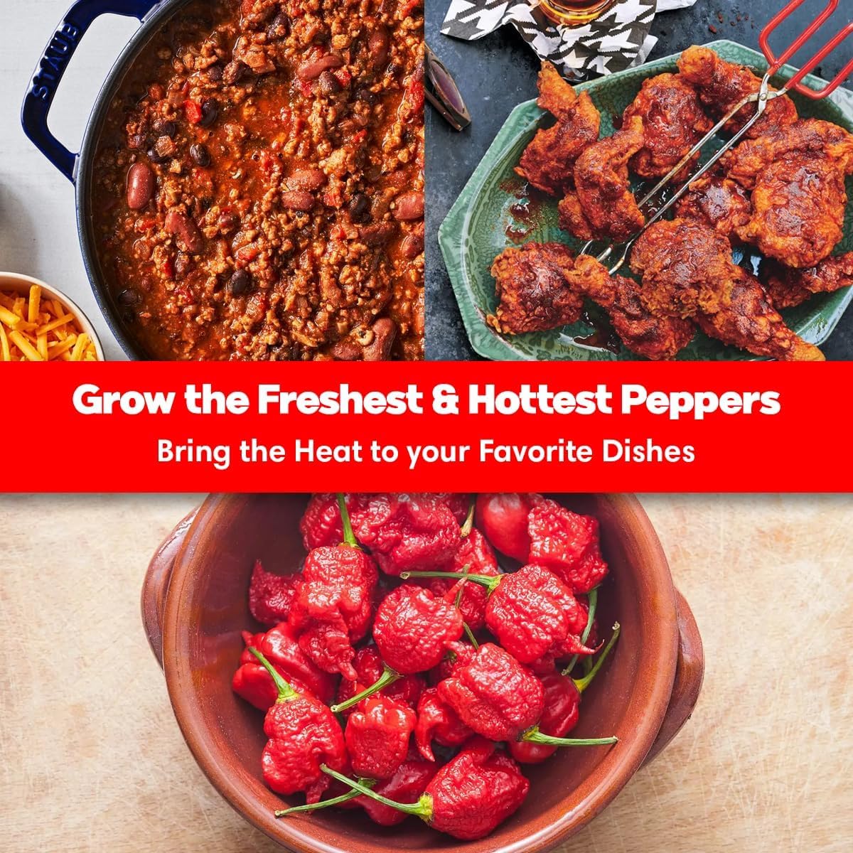 Carolina Reaper Ghost Pepper Grow Kit - All in One Starter Grow Kit - Bhut Jolokia Reaper Seeds, Grow The Hottest Peppers Garden Grow Kit Seeds Included