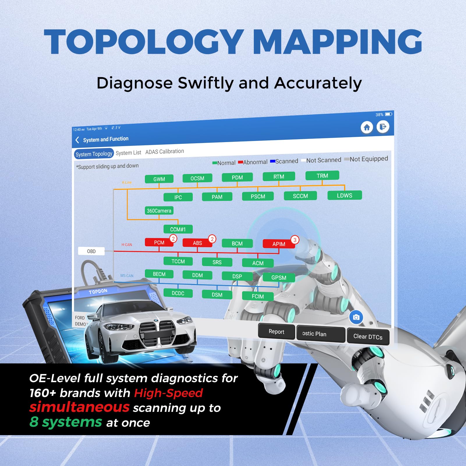 TOPDON Phoenix XLink Scan Tool, ECU Programming, Online ECU Coding, Upgraded of Phoenix Plus, Topology Mapping, 41 Services, Bi-Directional Scanner, Guided Function, CAN FD/DoIP, 2 Years Free Update