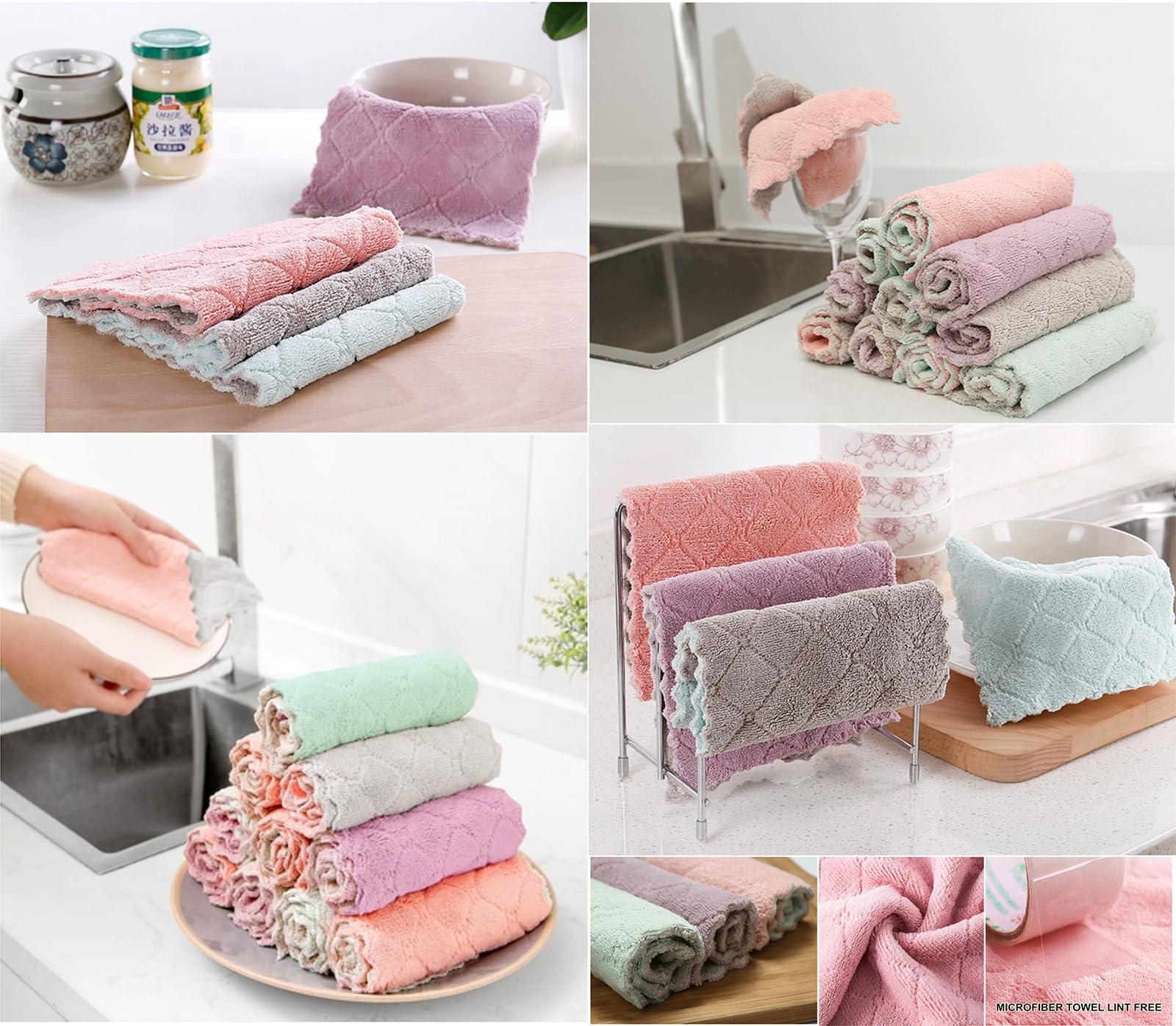 36 Pack Cleaning Cloth Kitchen Cloth, Dish Towels Super Absorbent Coral Velvet Dishtowels, Microfiber Premium Soft Tea Towels, Quick Dry Rags, Multipurpose Reusable Washcloths, Non-Stick Oil Cloths.