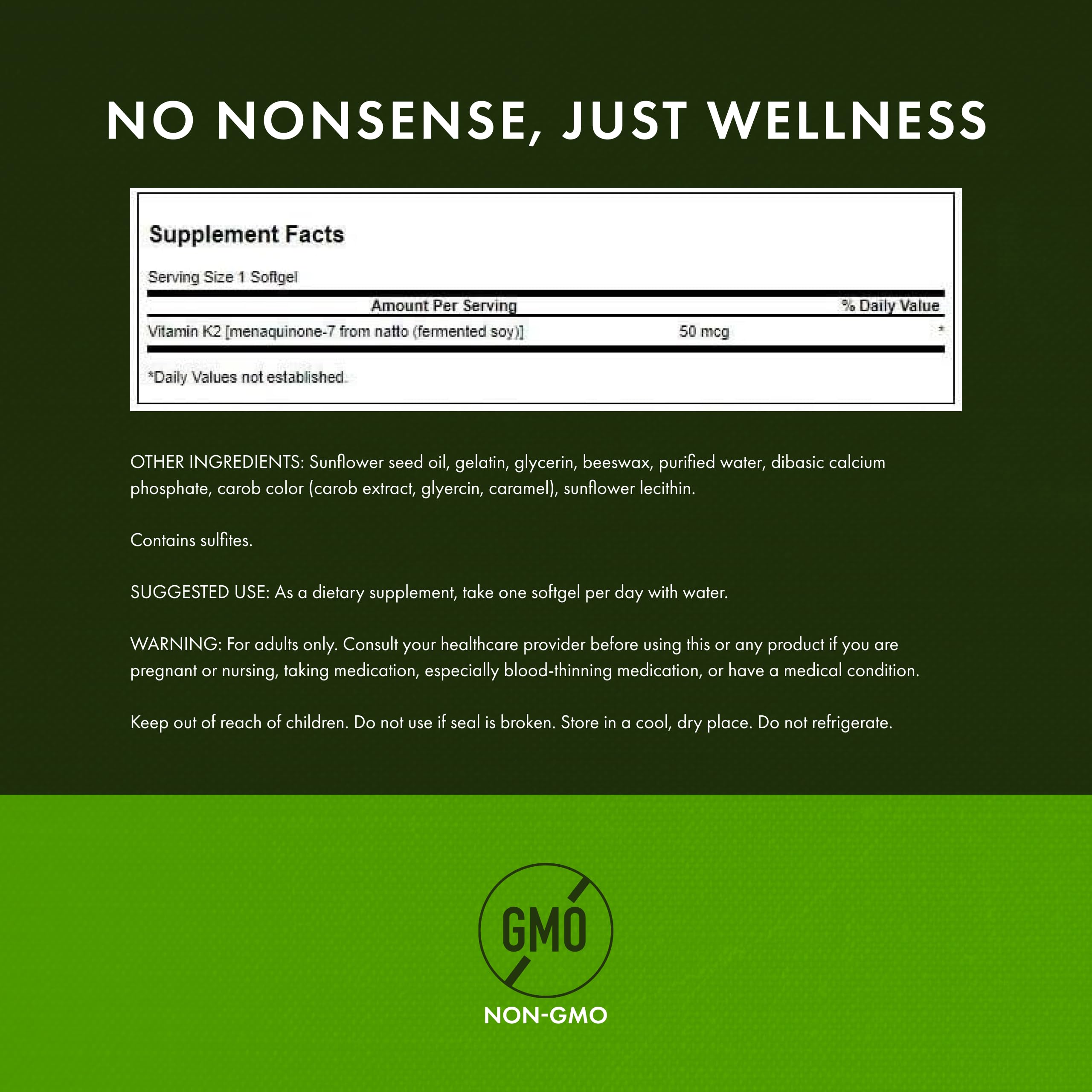 Swanson Natural Vitamin K2 (Menaquinone-7 from Natto) 50 mcg 30 Sgels (2 Pack)