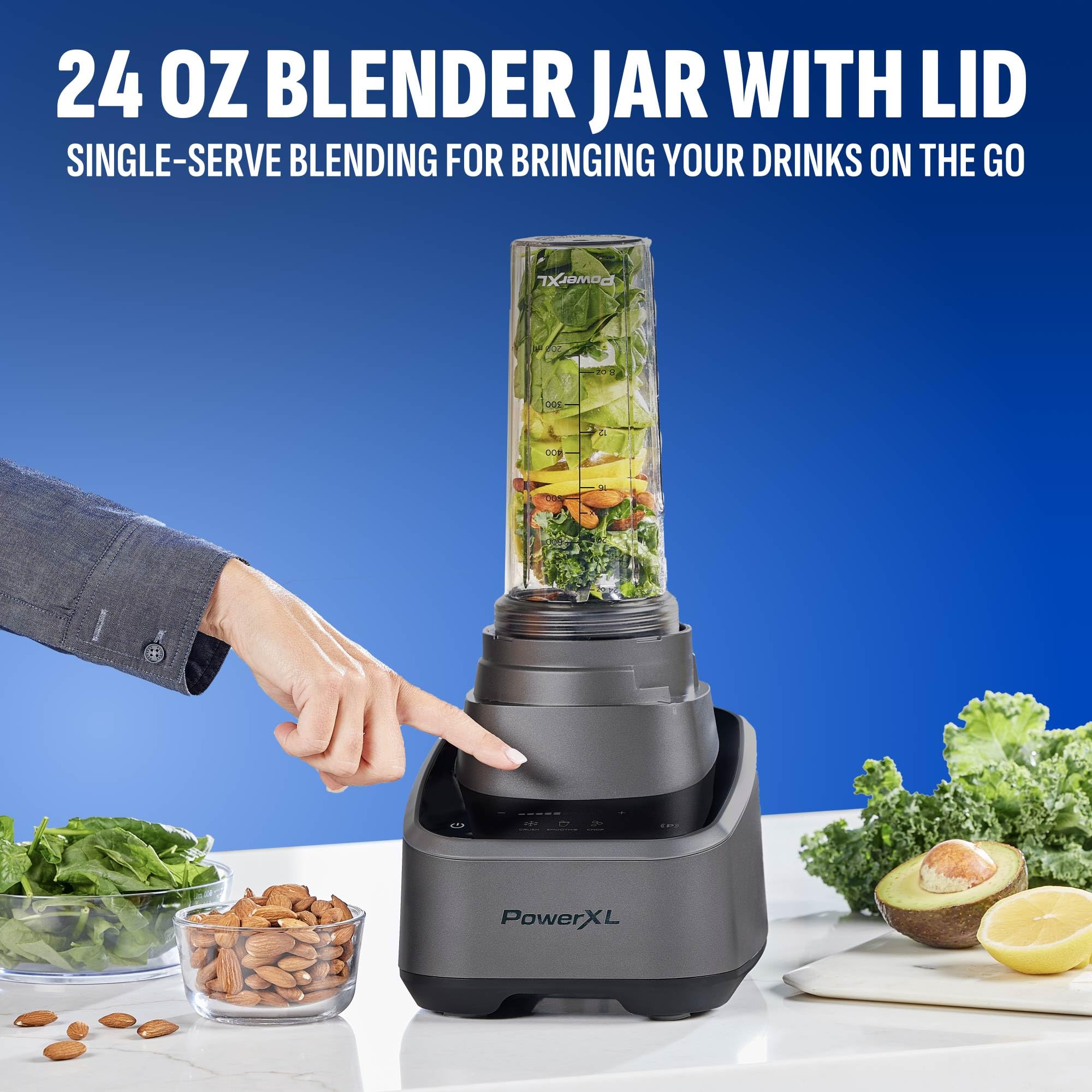 PowerXL SensiMax Blending Kitchen System – 1500W, Smart Sensing Technology, Hands-Free Blending, 3 Functions, 10 Speed Control, 72OZ Jar, 6-Tip Turbo Blade, 13 Food Processor Accessories, Storage Case
