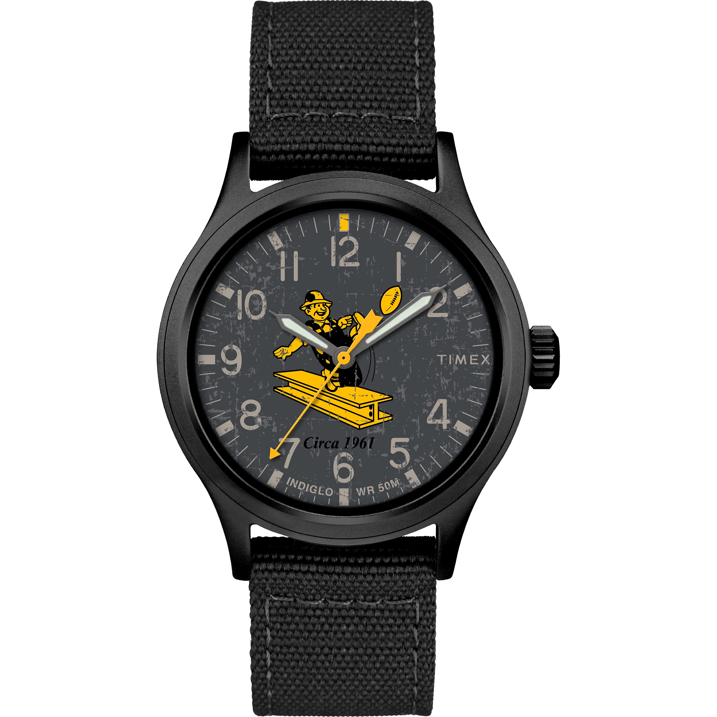 Timex Tribute Men's NFL Scout 40mm Watch – Pittsburgh Steelers with Black Fabric Strap