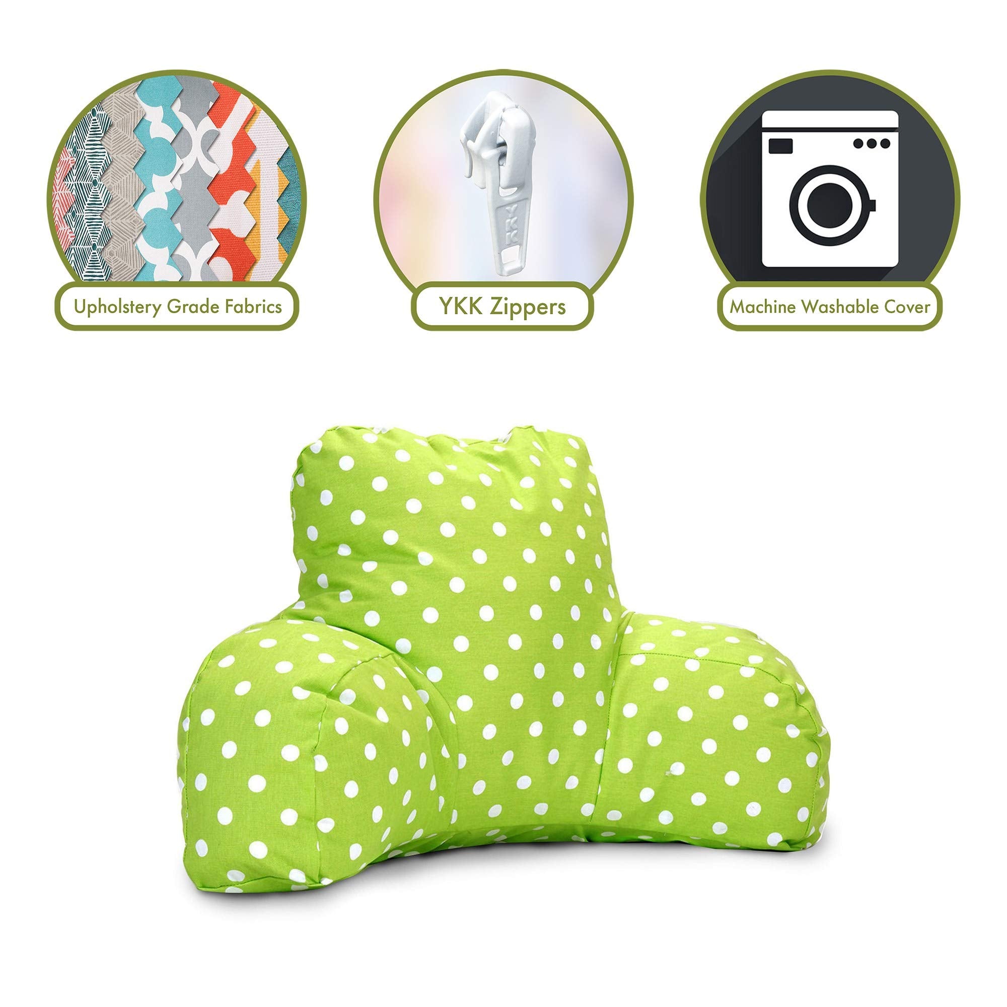 Majestic Home Goods Small Polka Dot Reading Pillow, Lime