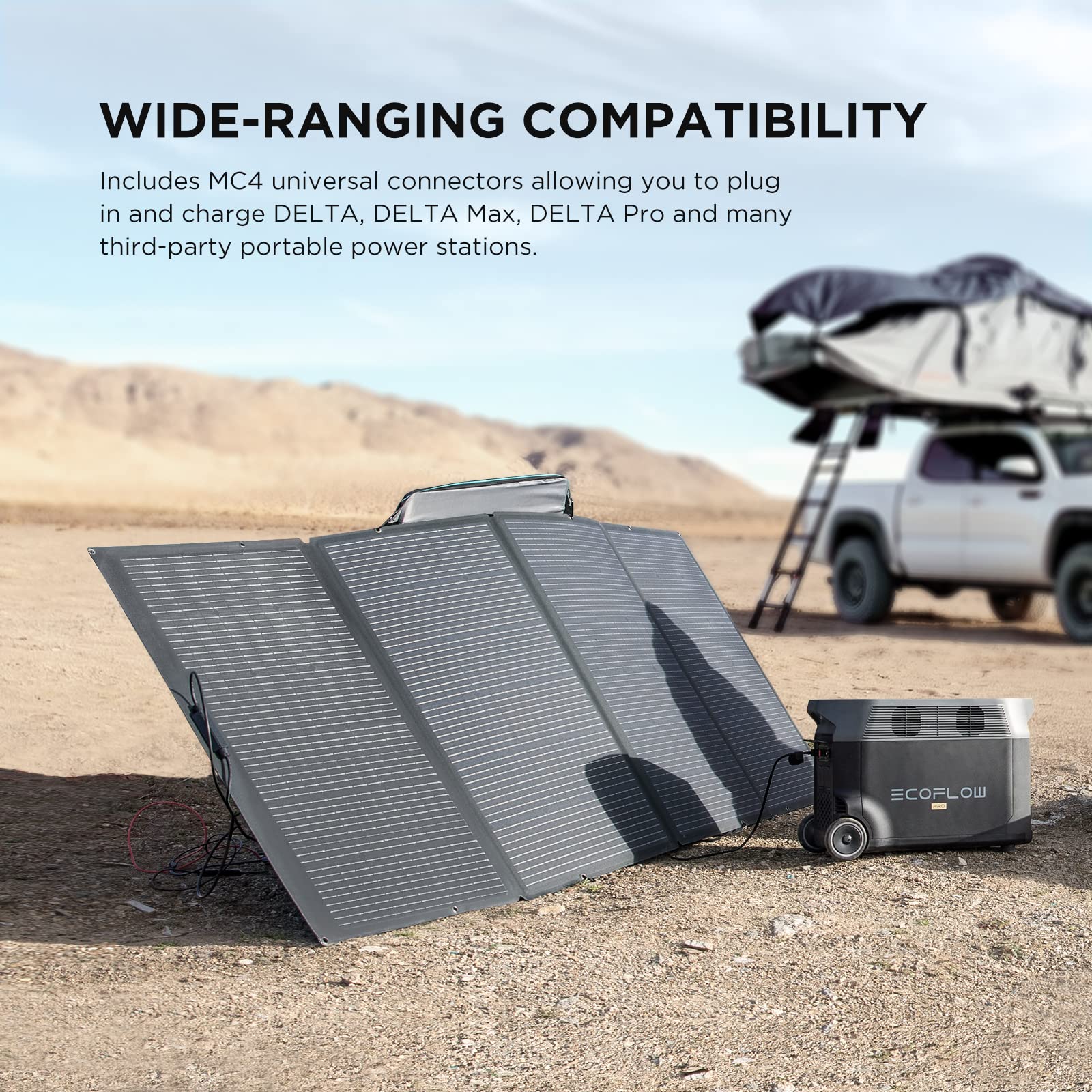 EF ECOFLOW 400W Portable Solar Panel, Foldable & Durable, Complete with an Adjustable Kickstand Case, Waterproof IP68 for Outdoor Adventures