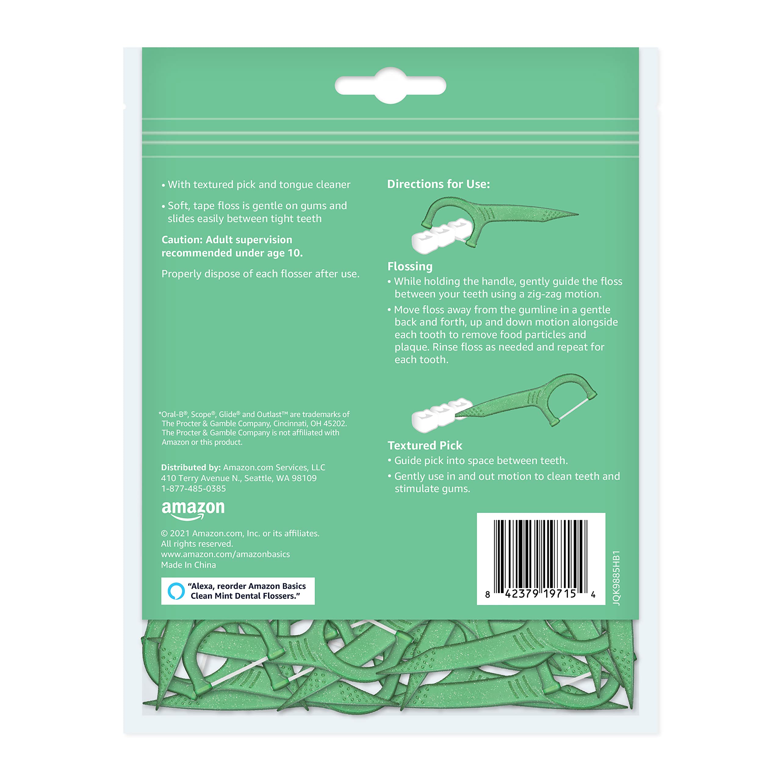 Amazon Basics Clean Mint Flossers, 75 Count, 1-Pack