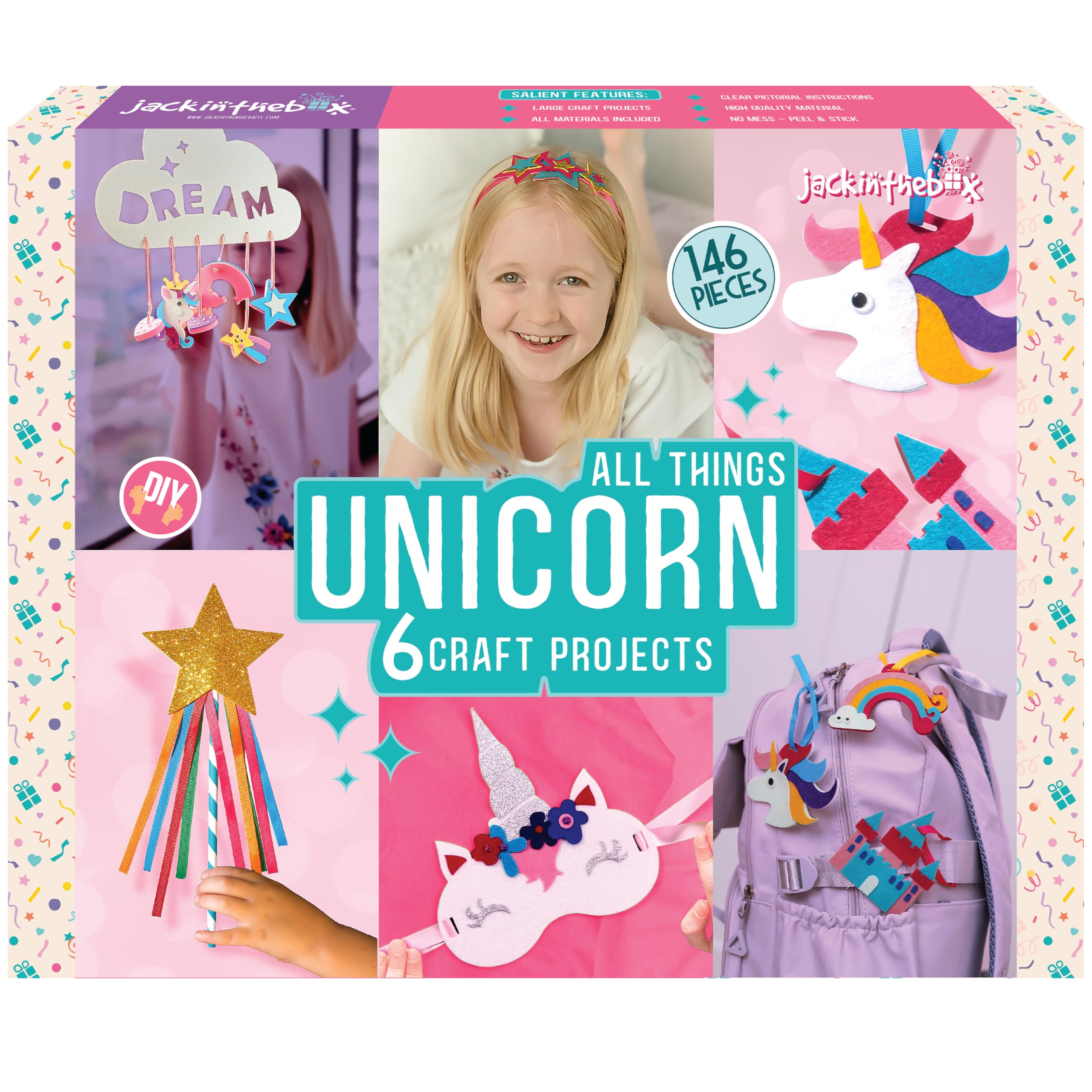 jackinthebox Unicorn Crafts for Kids Ages 5-8, 6-in-1 Unicorn Gifts for Kids, Unicorn Craft Kit, Unicorn Toys, Unicorn Arts and Crafts for kids Aged 5 6 7 8 Years