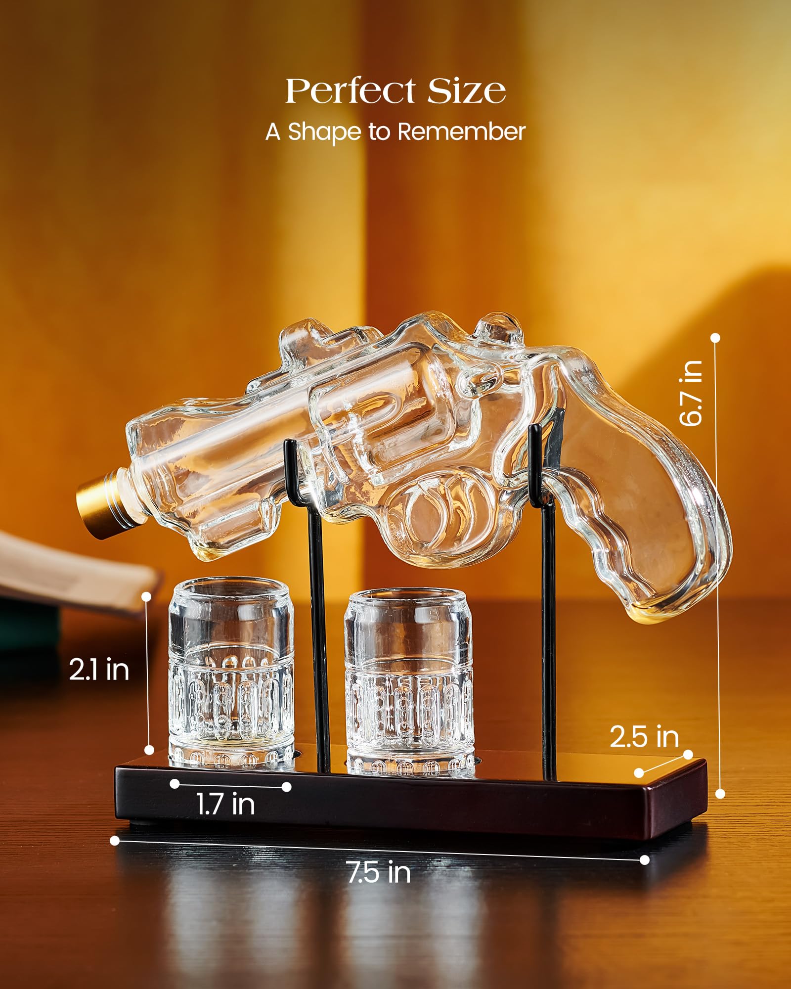 Birthday Gifts for Men Dad, Kollea Gun Whiskey Decanter Set with Shot Glass, Cool Anniversary Christmas Gift Ideas for Him Husband Brother, Funny Military Retirement Present, Home Bar Drinking Party