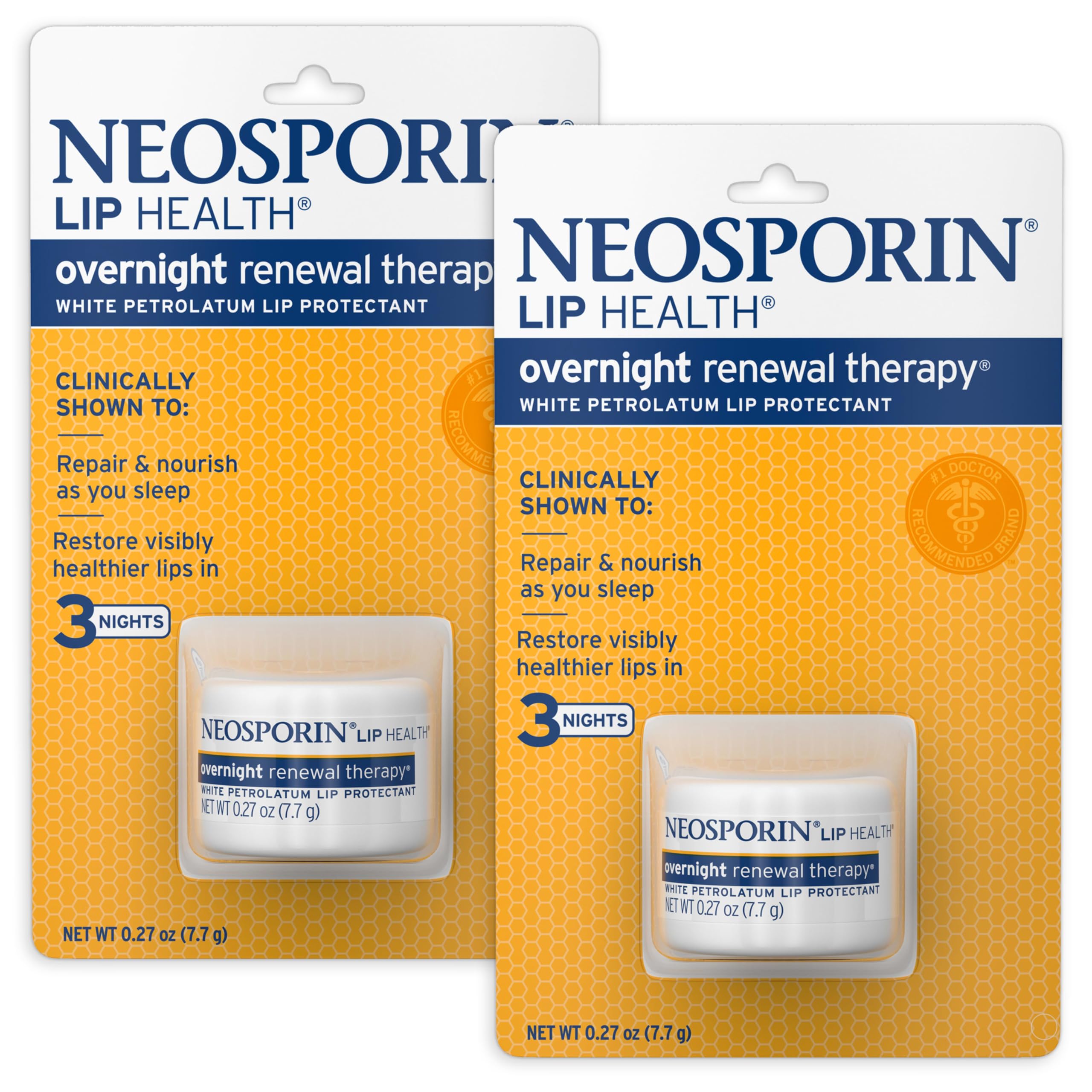 Neosporin Lip Health Overnight Renewal Therapy, 0.27 Oz, Pack of 2