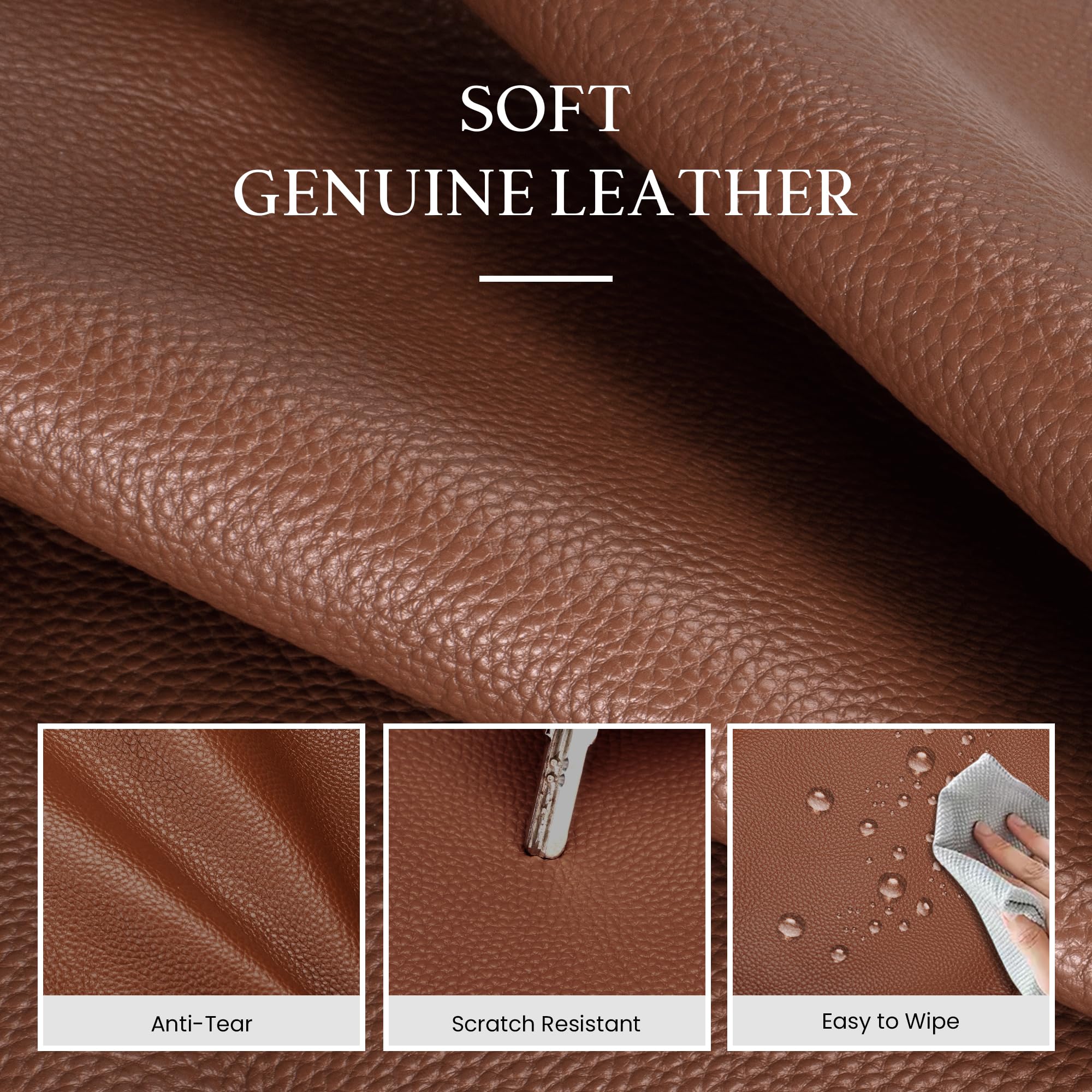 befen Soft Real Leather Small Tote Bag for Women Work, Womens Designer Totes Purse Handbags with Top Handles Satchel Purses Cognac Brown