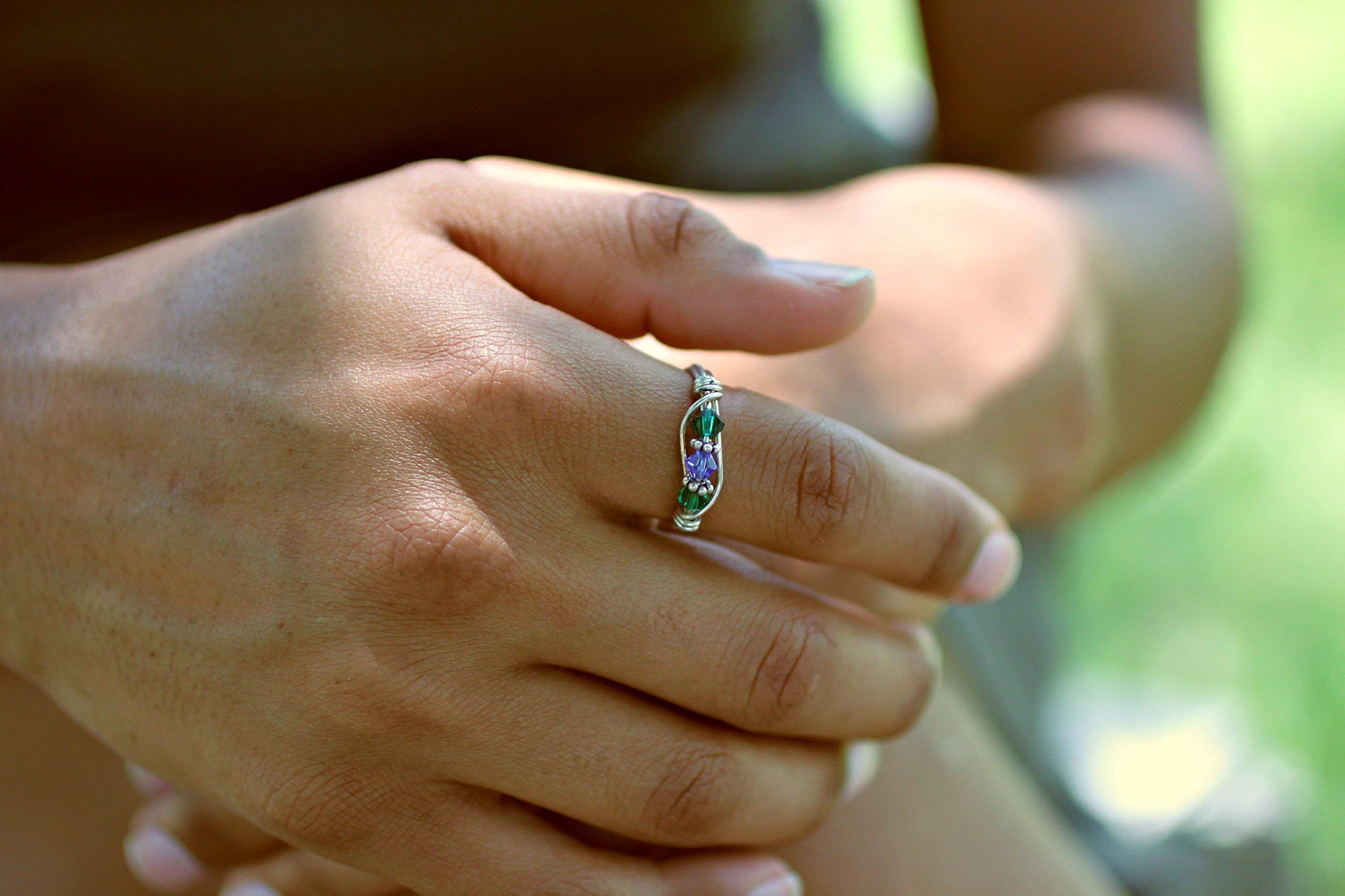 Mother's Birthstone Ring: Personalized Sterling Silver Mom's Multistone Family Ring (3 Stones)