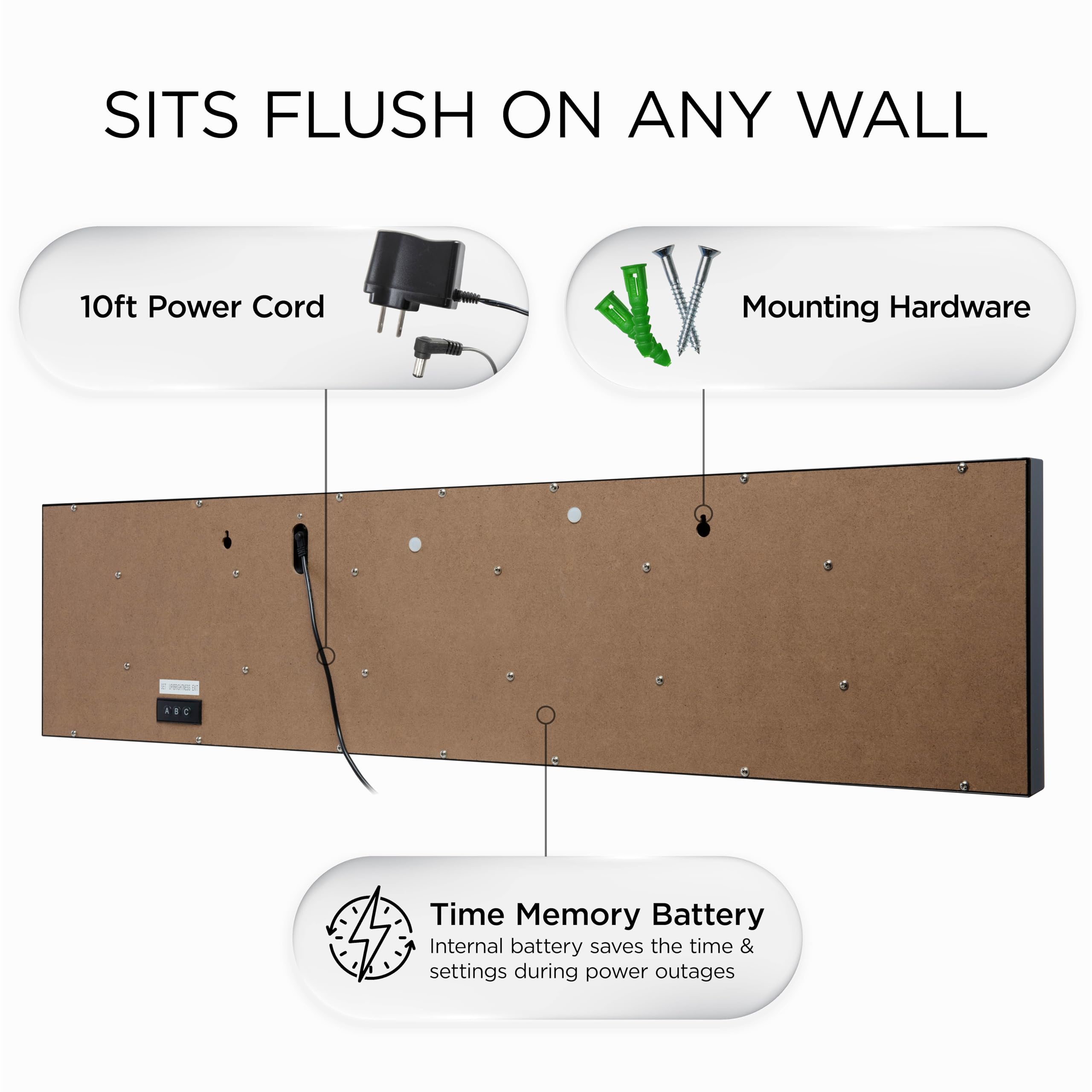 Ivation Oversized Large Digital Wall Clock - Big LED Digital Clock w/Large Display, Shelf or Wall Mount (36 Inch - White) 6 Brightness Levels | Time Memory | Remote, Mounting Holes & Hardware