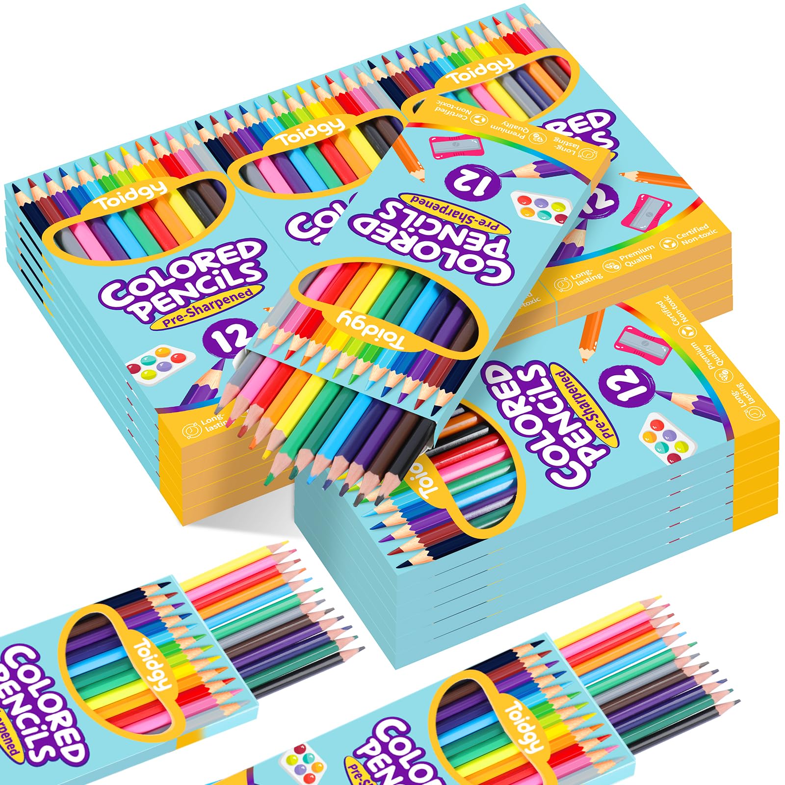 288 Count Colored Pencils Bulk, 24 Packs Colored Pencils for Kids 12 Colors, Pre-sharpened Coloring Pencils for Adults, Bulk School Supplies for Teachers, Back to School Supplies, Classroom Prizes