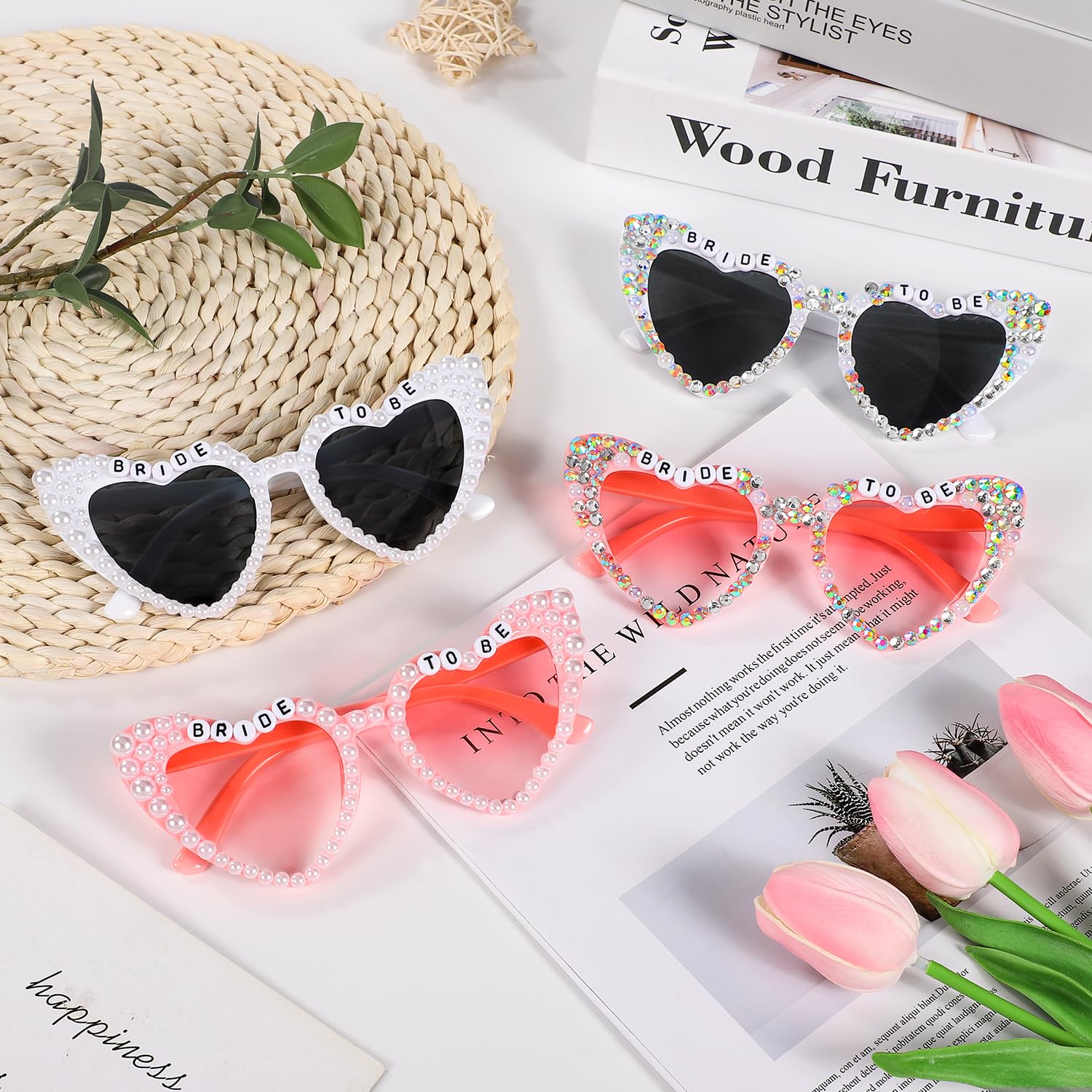 Etercycle Heart Sunglasses, Bride to Be Gifts Bachelorette Party Bride Sunglasses, Cute Glasses for Women Bachelorette Party