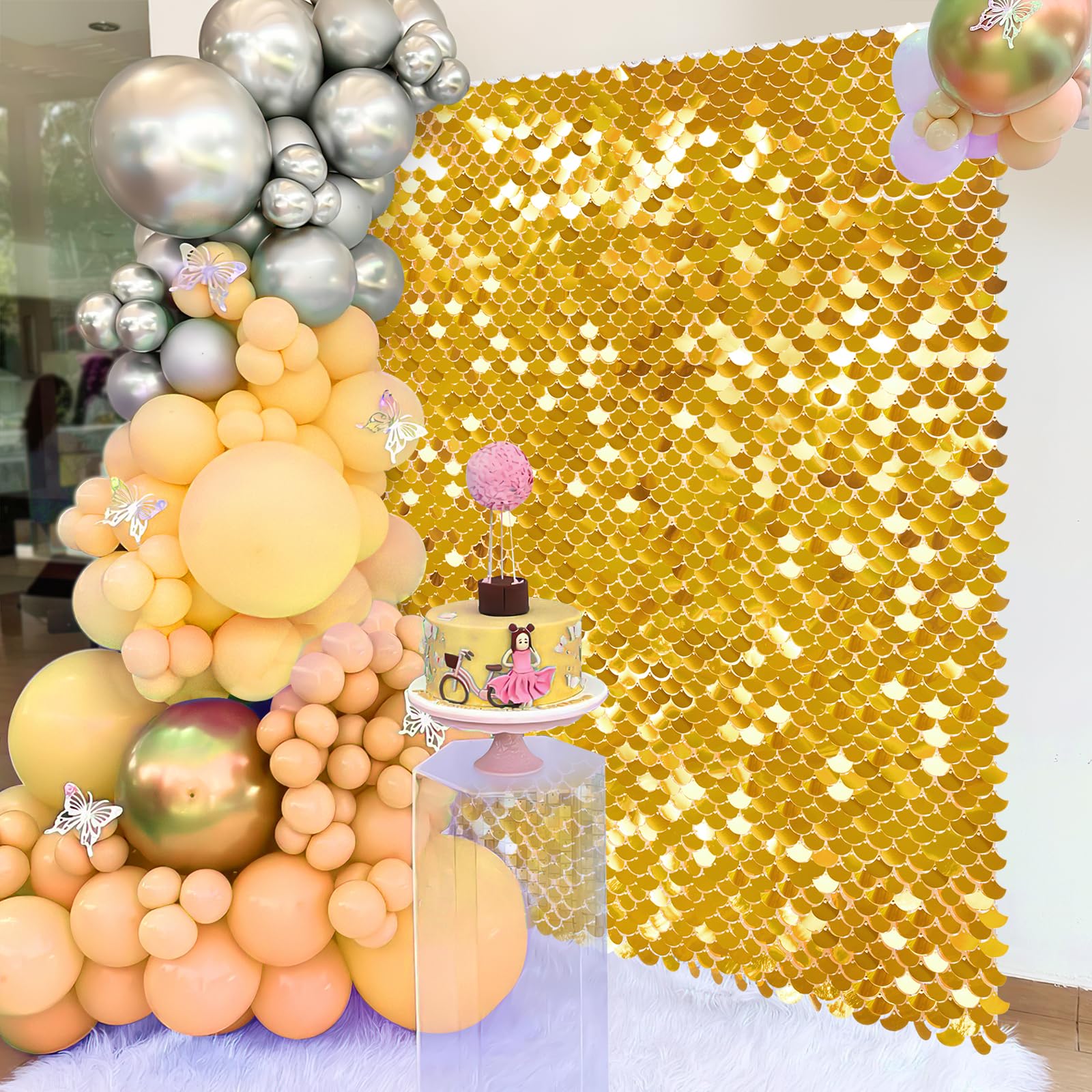 Square Sequin Wall Panels Shimmer Wall Birthday Party Backdrop Decorations Background 3ftx4ft Gold