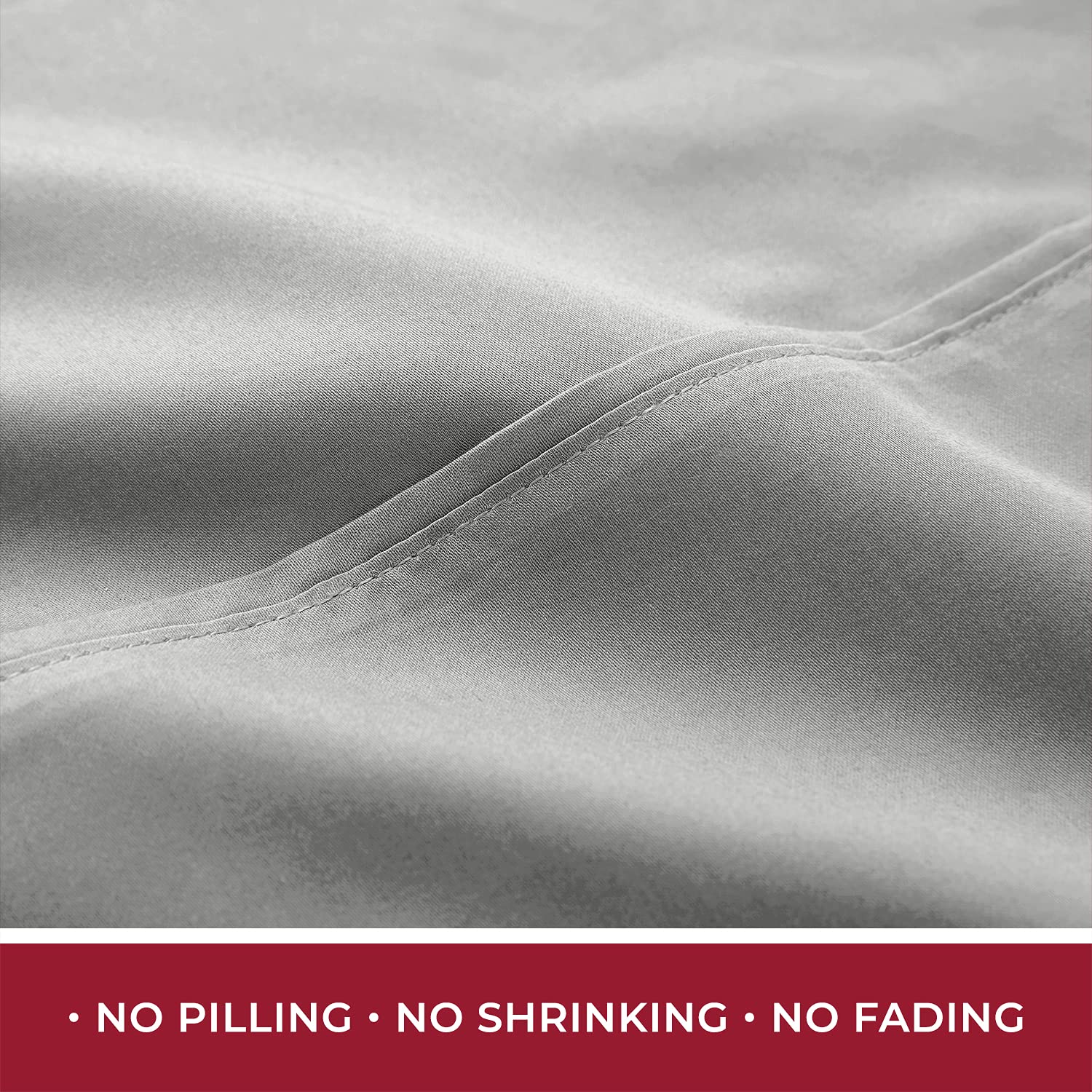 Mellanni 400 Thread Count Cotton Sateen Bedding Set - 4 Piece White Bed Sheets Set - Fits Mattresses up to 16" Deep - Cooling Sheet for Hot Sleepers (Queen, Light Gray)