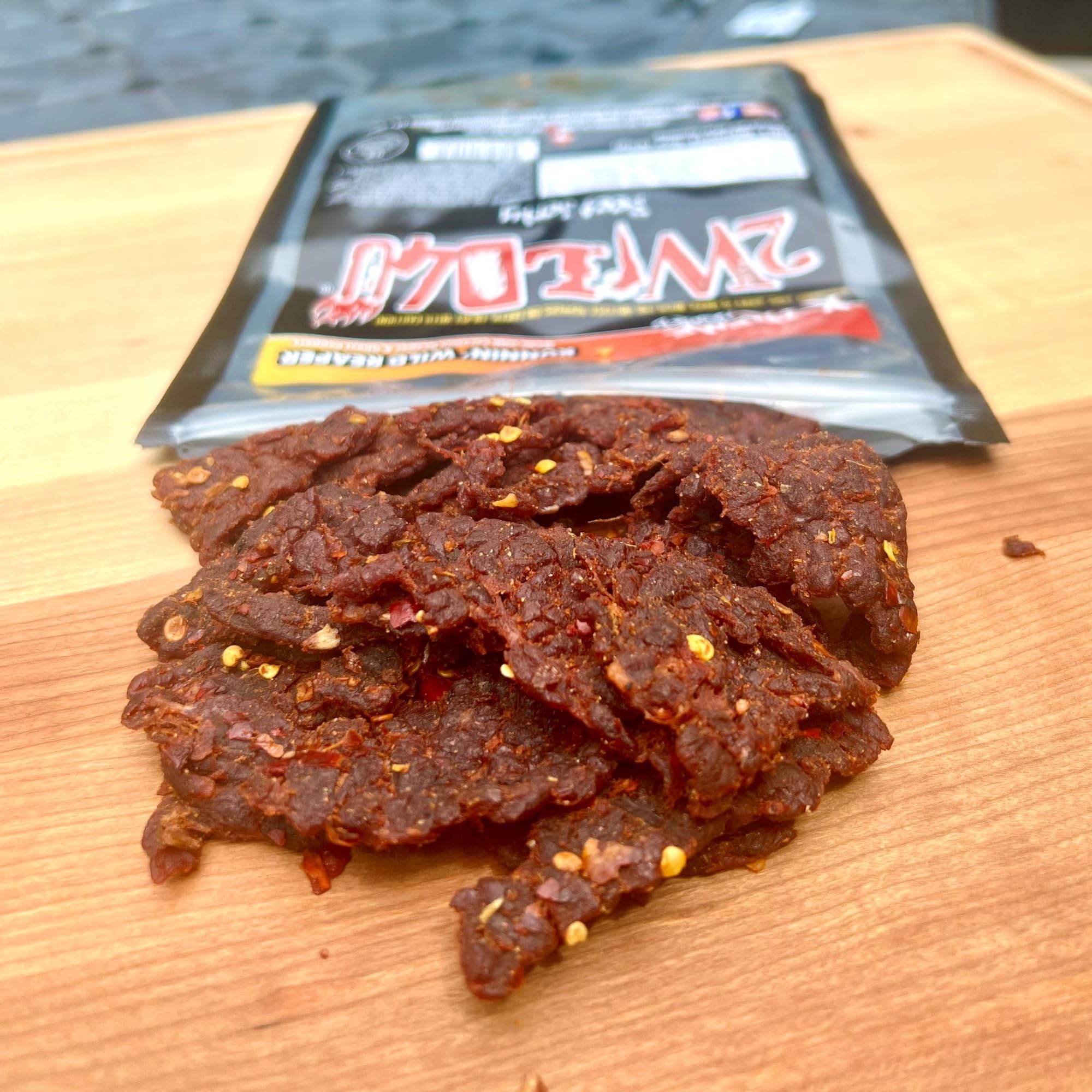 Carolina Reaper Beef Jerky – Premium Brisket Cuts | Extreme Heat | 27g of Protein Per Bag | Small Batch, Real Carolina Reaper & Ghost Pepper Infused | 2WILD4U: Eat If You Dare - 6 ounces total (Pack of 2 bags, 3 ounces each)