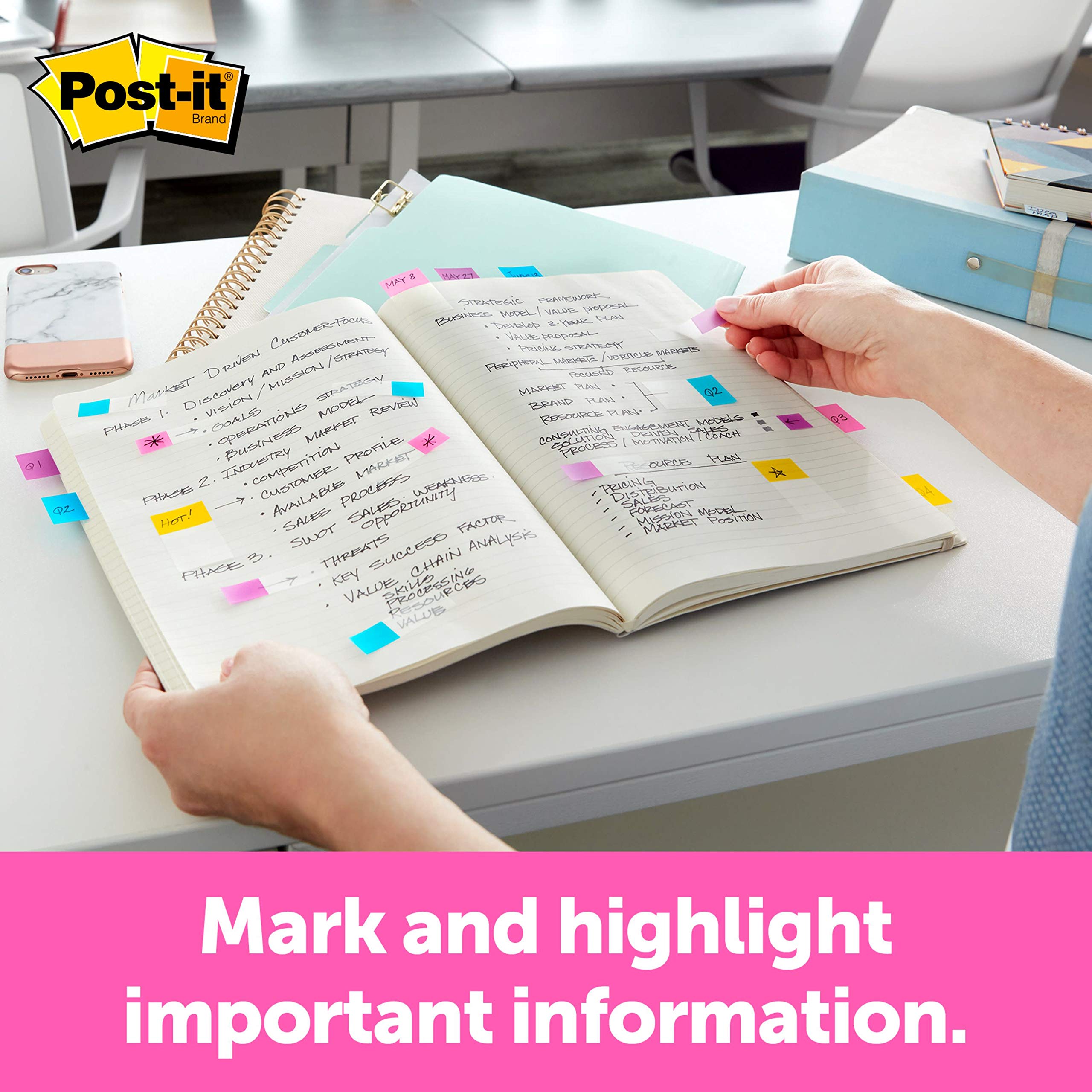 Post-it Flags Value Pack, 50/Dispenser, 4 Dispensers/Pack, 1 in Wide, Assorted Colors, Includes Free Flags + Highlighter (680-RYBGVA)