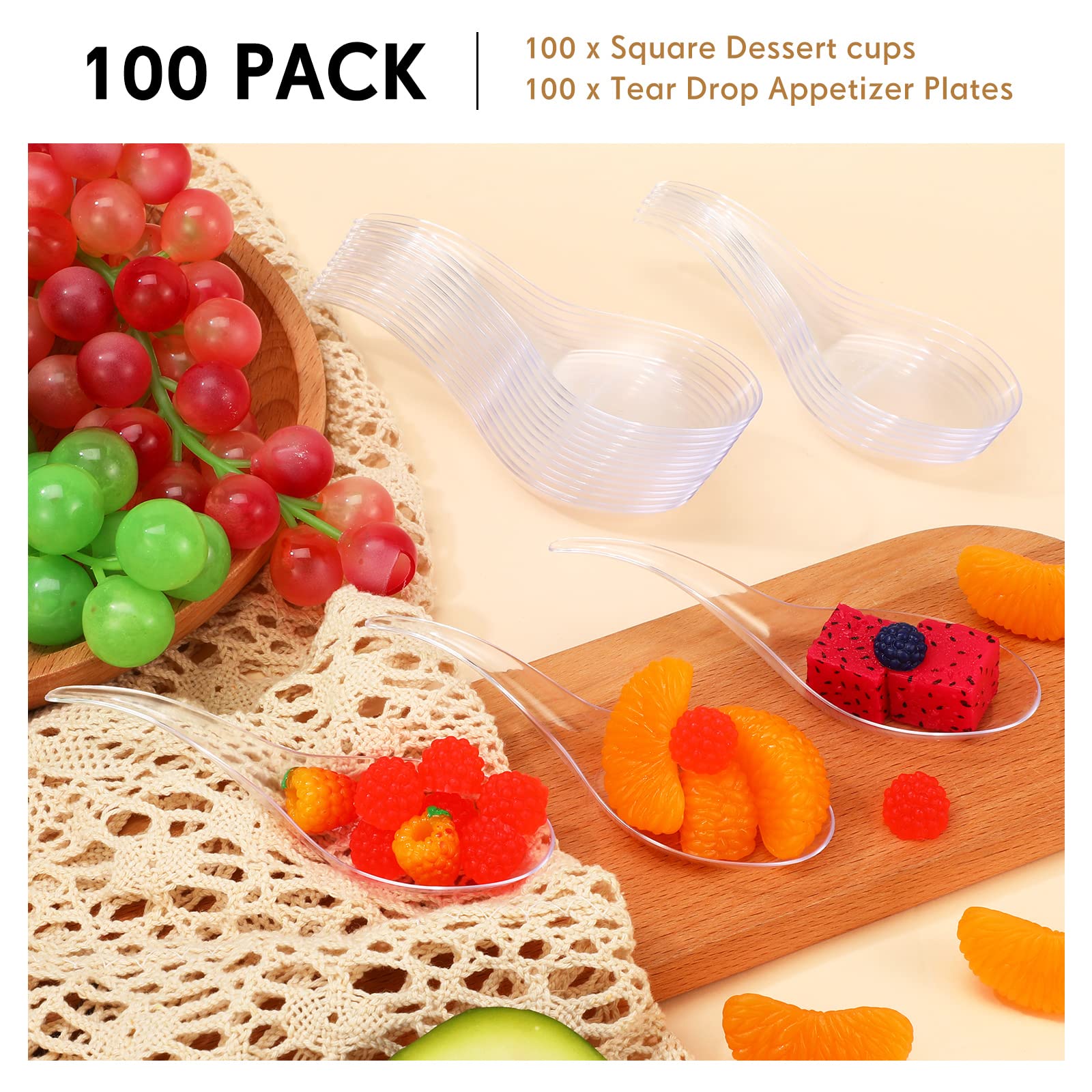 Gandeer 400 Pcs Plastic Spoons, Disposable Mini Tasting Desserts Ice Cream Sample Spoons Bulk, Clear Appetizer Plates for Soup Sushi Pudding Party Wedding 4. 72 x 0. 98 Inch