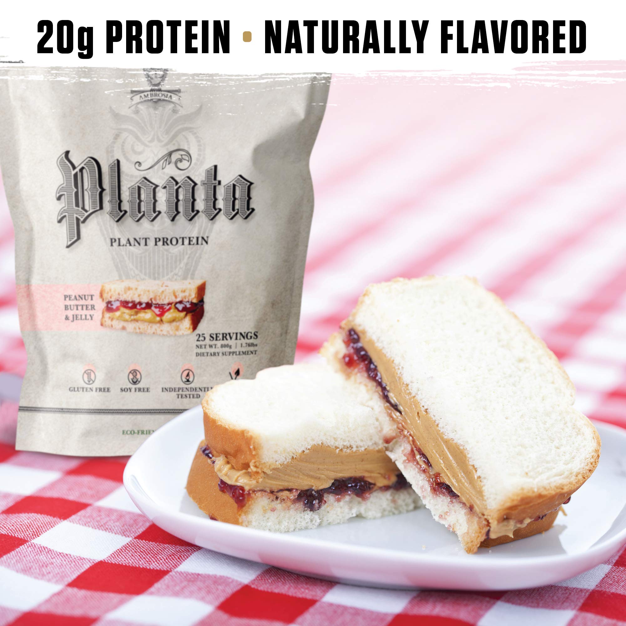 Ambrosia Planta - Premium Organic Plant-Based Protein (Peanut Butter & Jelly)