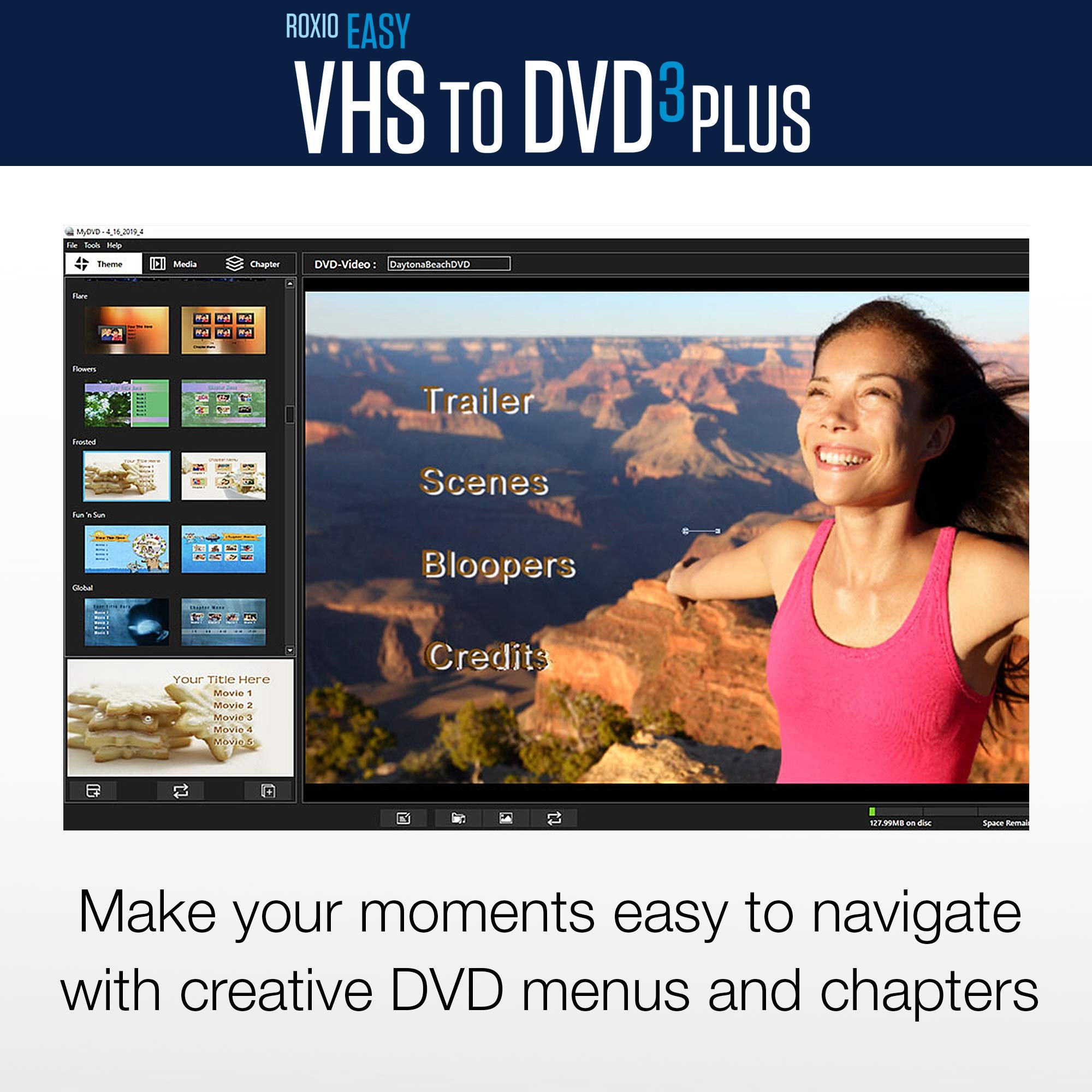 Roxio Easy VHS to DVD 3 Plus | VHS, Hi8, V8 Video to DVD or Digital Converter | Amazon Exclusive 2 Bonus DVDs [Windows]