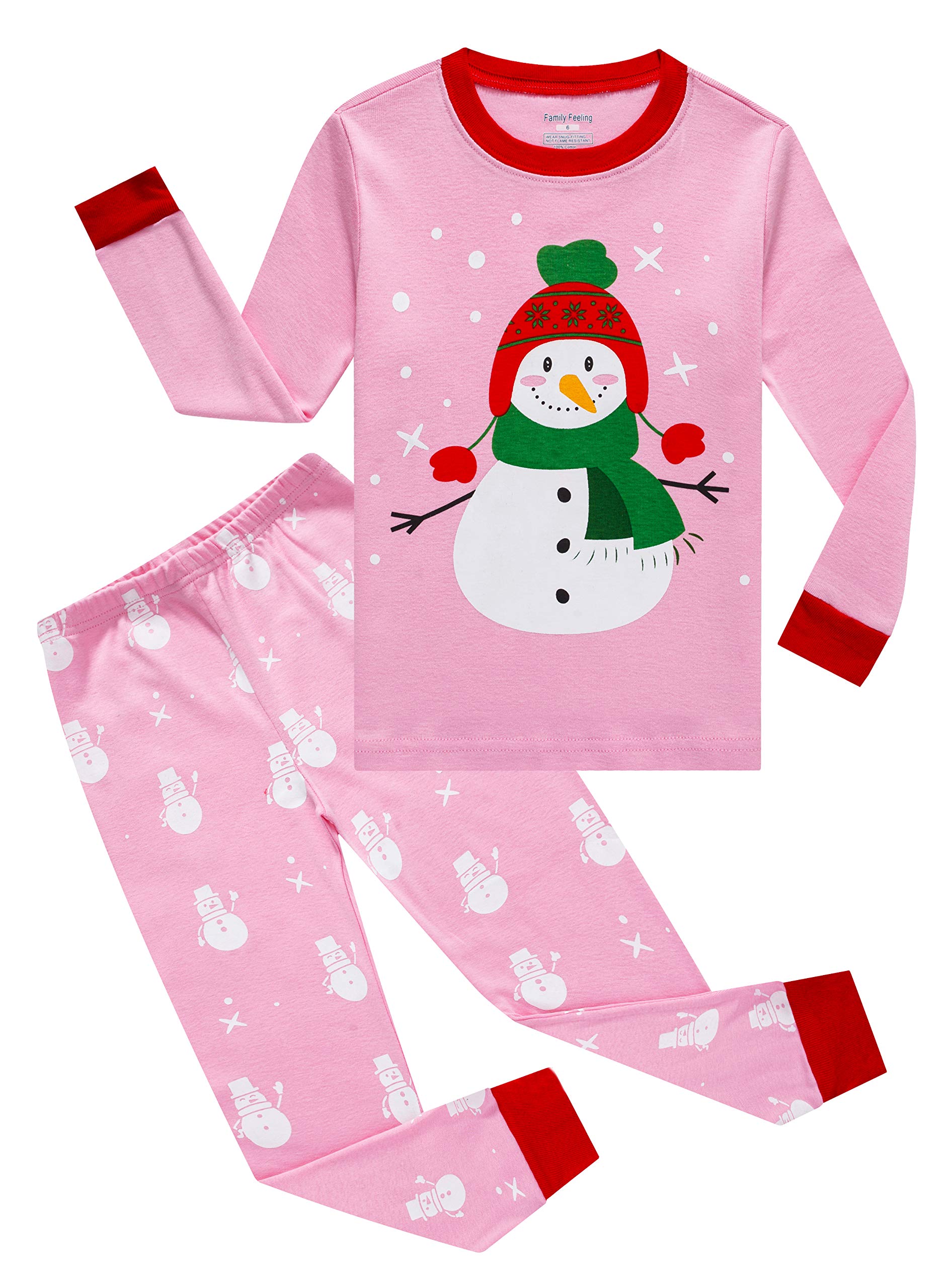 Family Feeling Little Girls Boys Long Sleeve Christmas Pajamas Sets Cotton Pyjamas Toddler Kids Pjs Size 5 Snowman