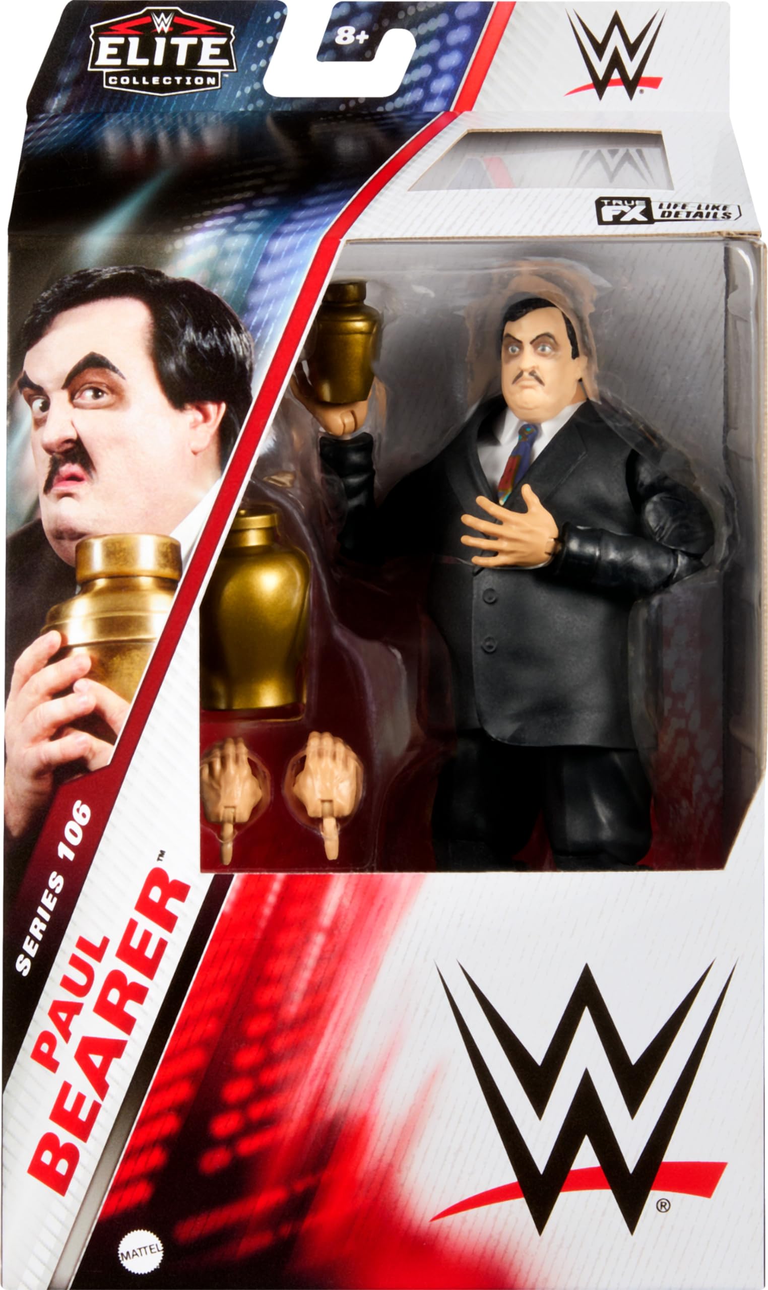 Mattel WWE Elite Action Figure & Accessories, Series #106 Paul Bearer 6-inch Collectible with 25 Articulation Points & Swappable Hands