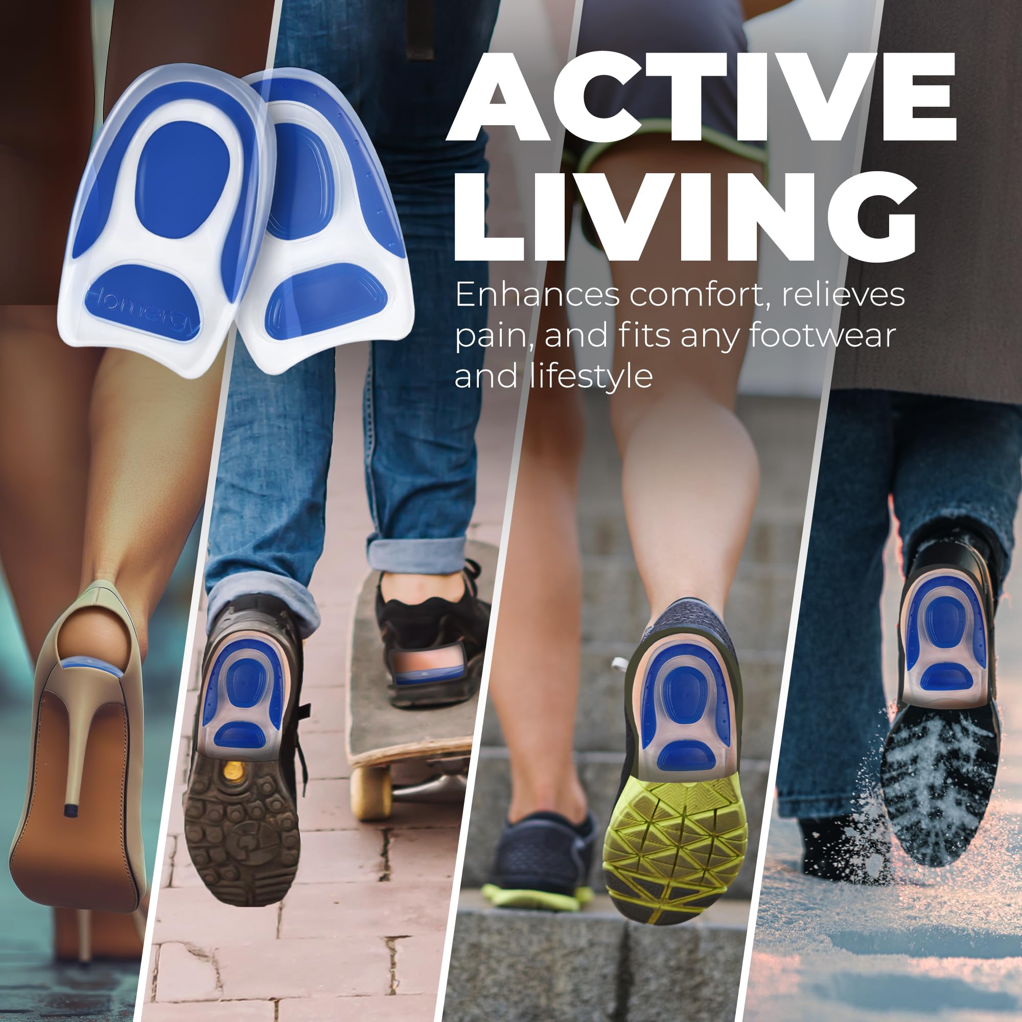 Metatarsal Foot Pads (4-Pack) + Gel Heel Cups (2-Pack, Size M) – All-Day Foot Cushioning Bundle for Forefoot & Heel Comfort, Shock Absorption & Daily Support