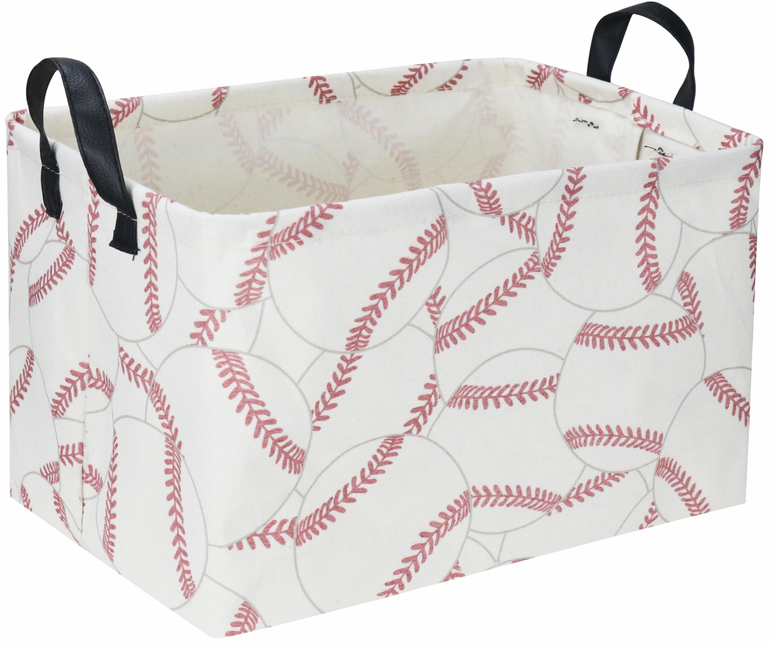 Sanjiaofen Rectangular Baseball Basket, Sport Basket for Kids,Kids Basket, Boys Storage bins with Handles.Clothers,Toys,Books,Kid's Gifts Storage. (Baseball)