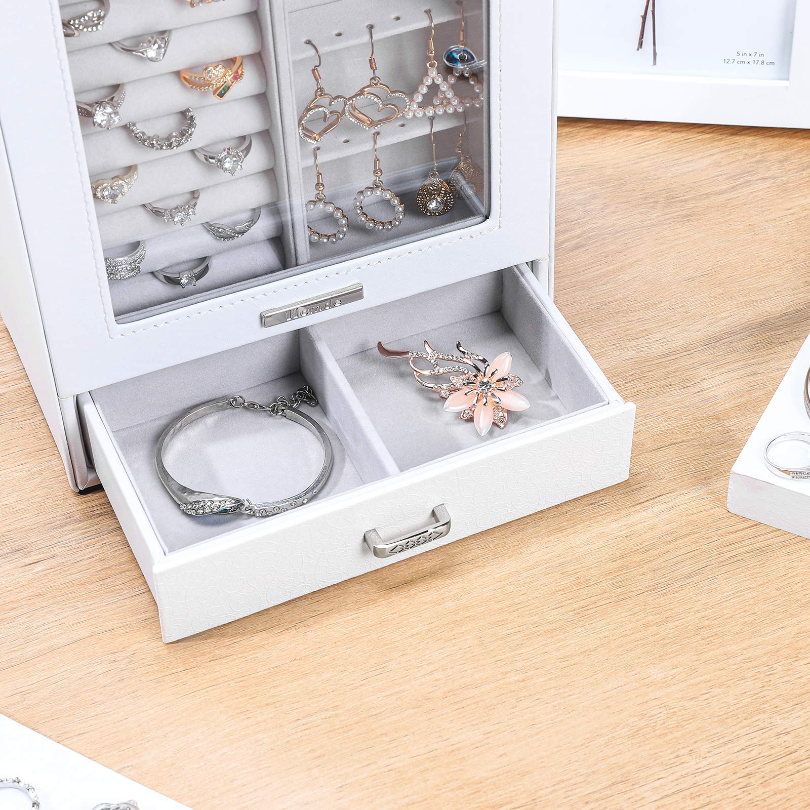 Homde Jewelry Organizer Girls Women Jewelry Box for Necklaces Rings Earrings Gift Jewelry Storage Case Porcelain Pattern Series (White)