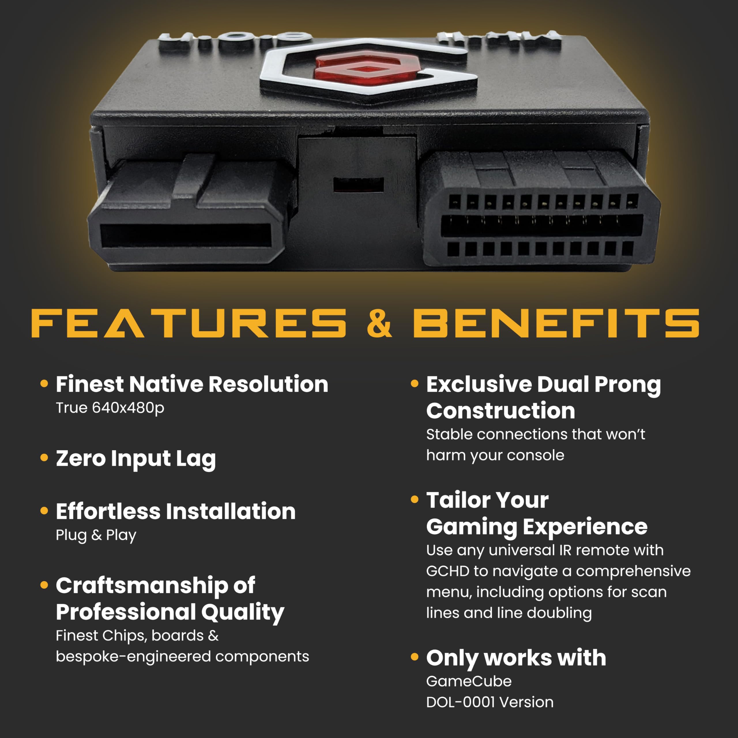 GCHD Mk-II | Gamecube HD Adapter for Nintendo Gamecube – HDMI Converter, Digital Audio, Plug & Play, Zero Lag, Video Enhancer (Jet Black)