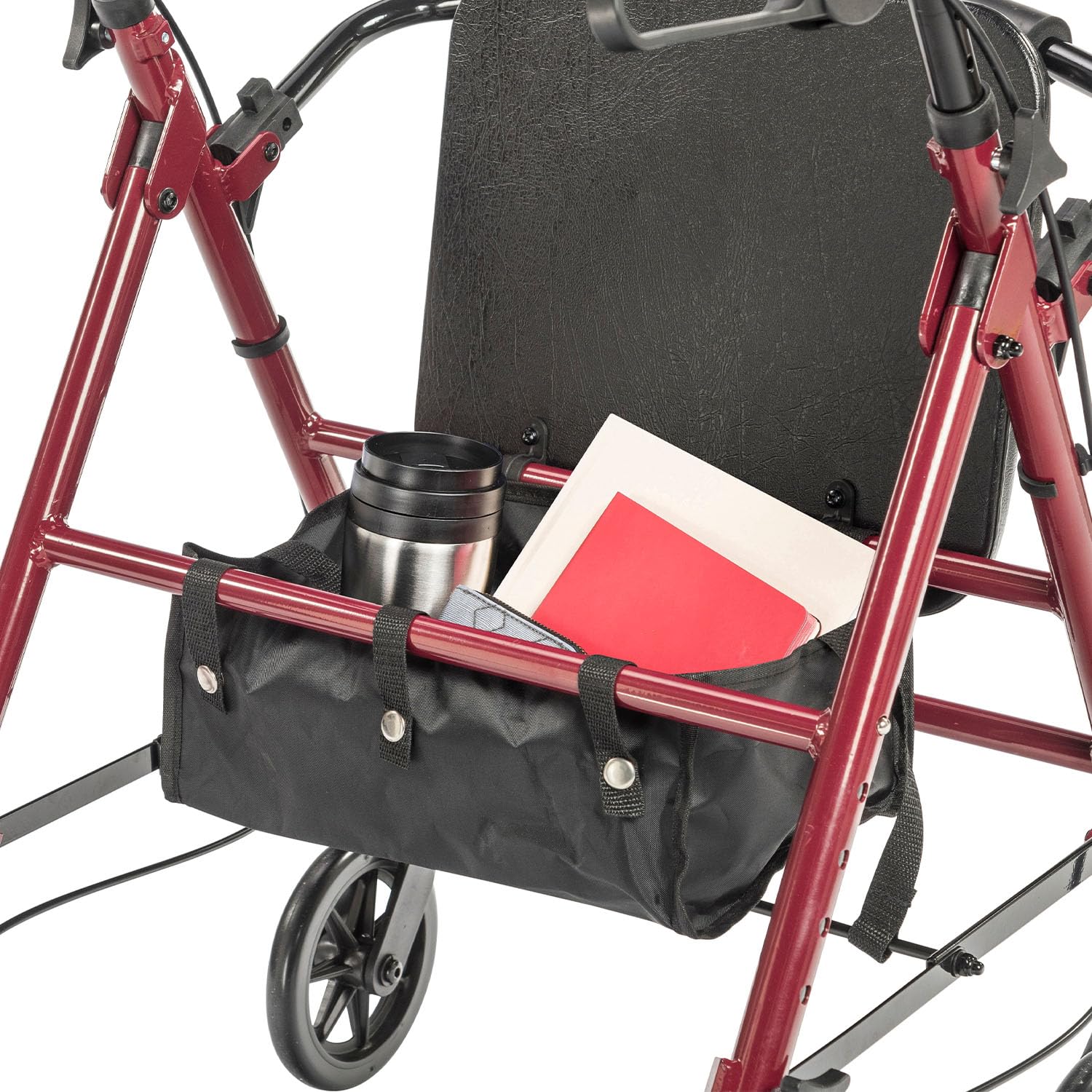 Drive Medical RTL10261RD Foldable Rollator Walker with Seat - Adjustable Handles and Seat, Red