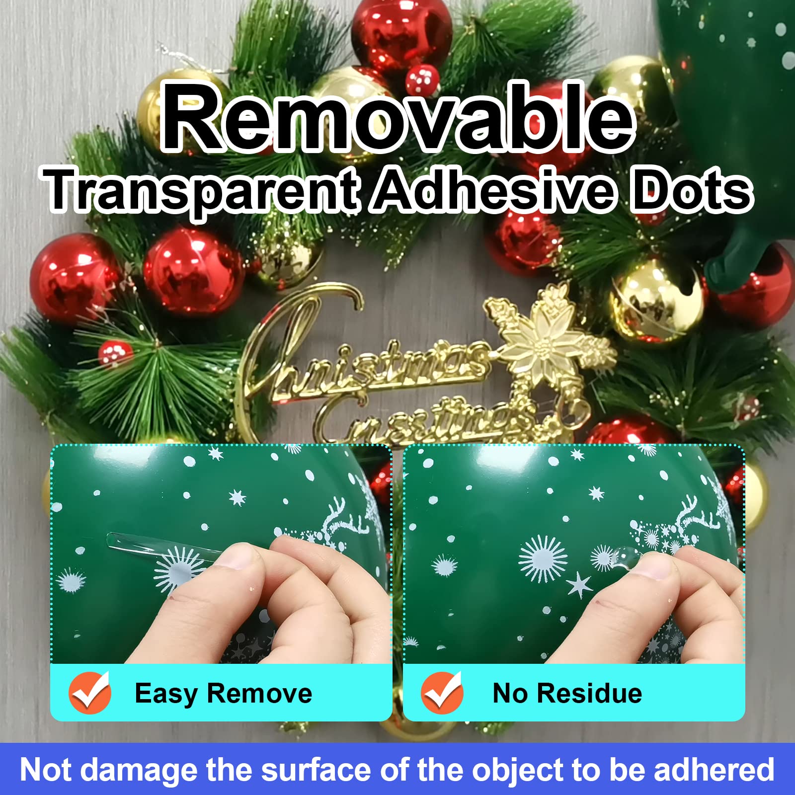 PHIXBEAR 480 Pcs Mounting Putty, Sticky Tack for Wall Hanging Things, Clear Tacky Wall Putty fits Pictures Poster, Removable Non Marking Adhesive Dots 0.31" X 0.51"