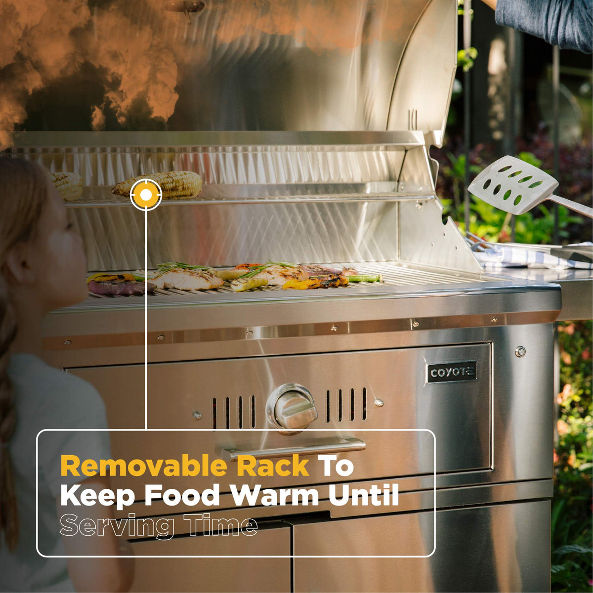 Coyote 36-Inch Built-in Charcoal Grill - C1CH36, Stainless Steel, 875 sq. in. Cooking Area