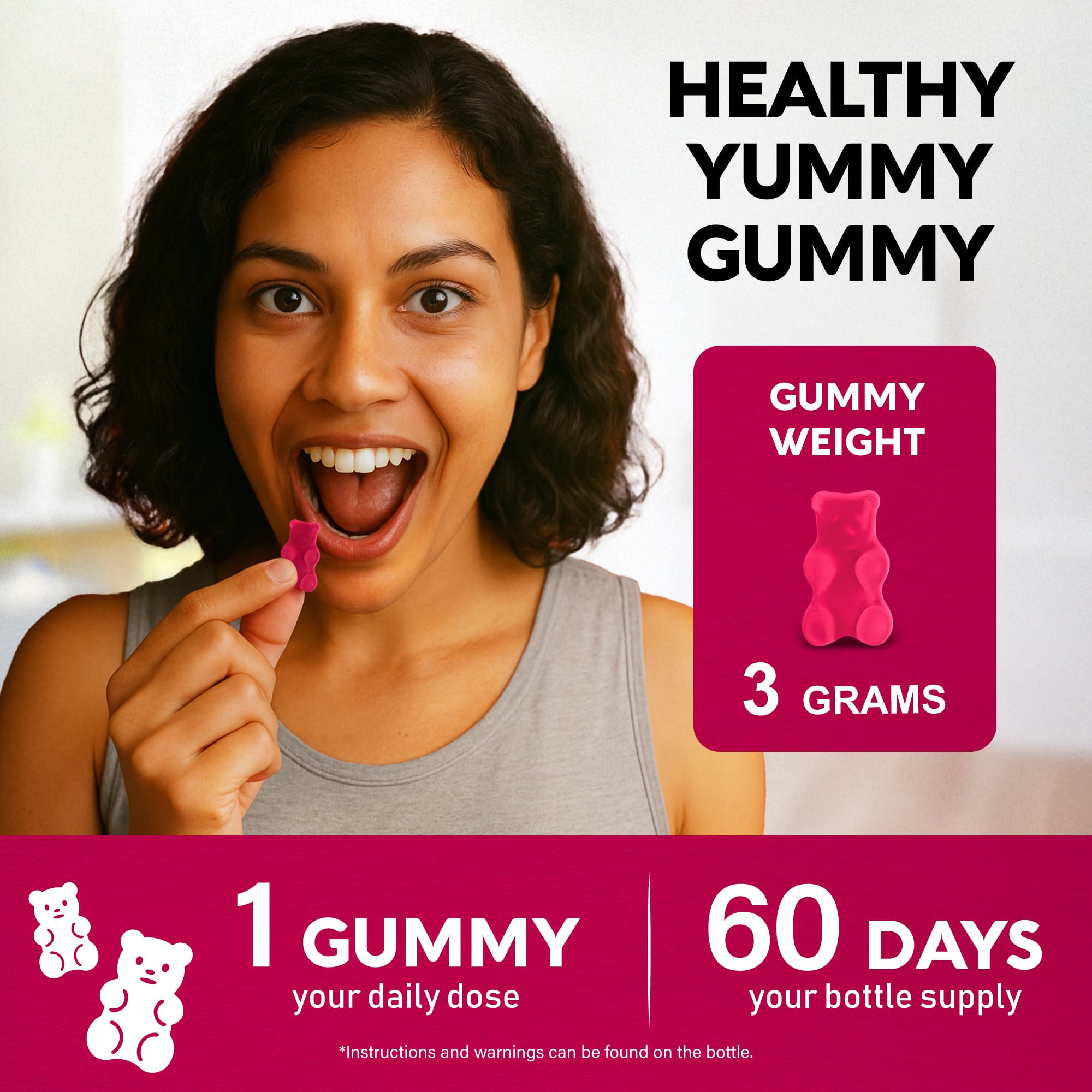 Vitamin B-Complex Gummies for Women & Men - Vitamin B12, B1, B2, B3, B5, B6, B7 & B9 - B Complex with Vitamin C & Choline - Energy, Brain & Mood - Natural Berry Flavor, Vegan - 60 Gummies for 2 Months
