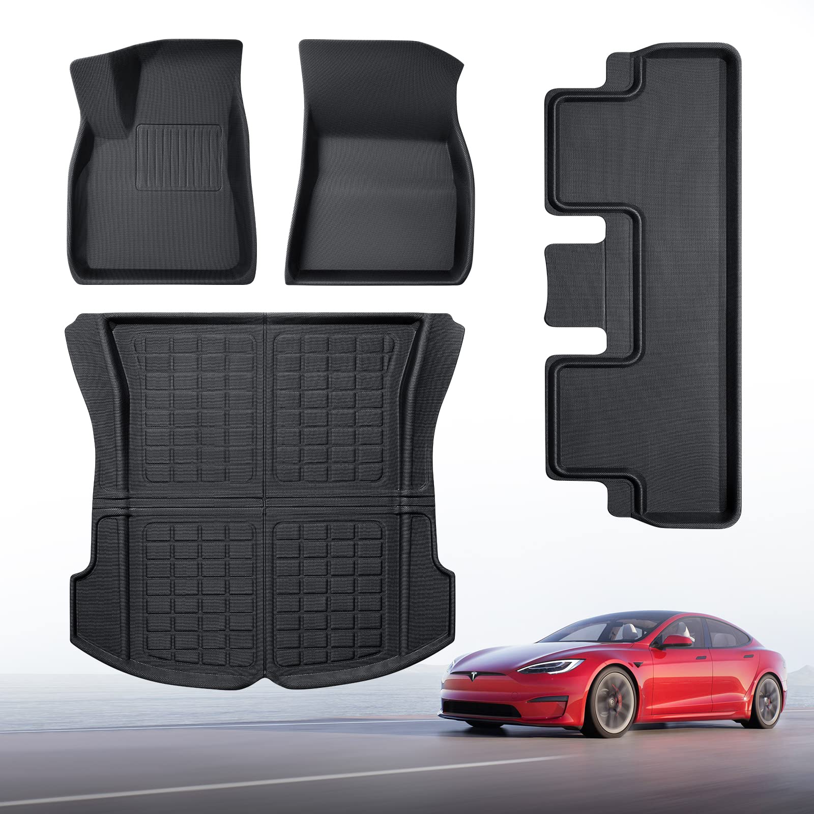 for Tesla Model 3 Floor Mats 2023-2017 for Model 3 All Weather Floor mats for Tesla Model 3 Accessories Anti-Slip Waterproof Floor Liners Cargo Rear Interior Accessories