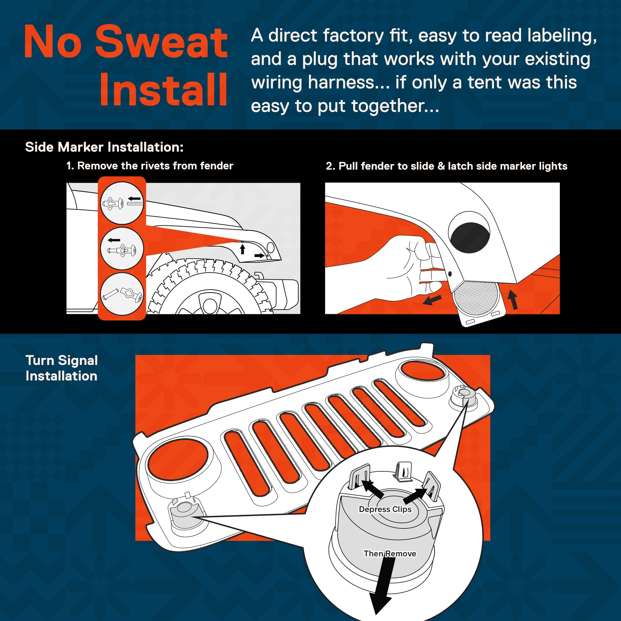 TRUE MODS LED Turn Signal & Side Marker Light Replacement for Jeep Wrangler [Smoked Lens] [Amber] LED Light Kit Compatible with Jeep Wrangler JK & Unlimited 2007-2018 Accessories