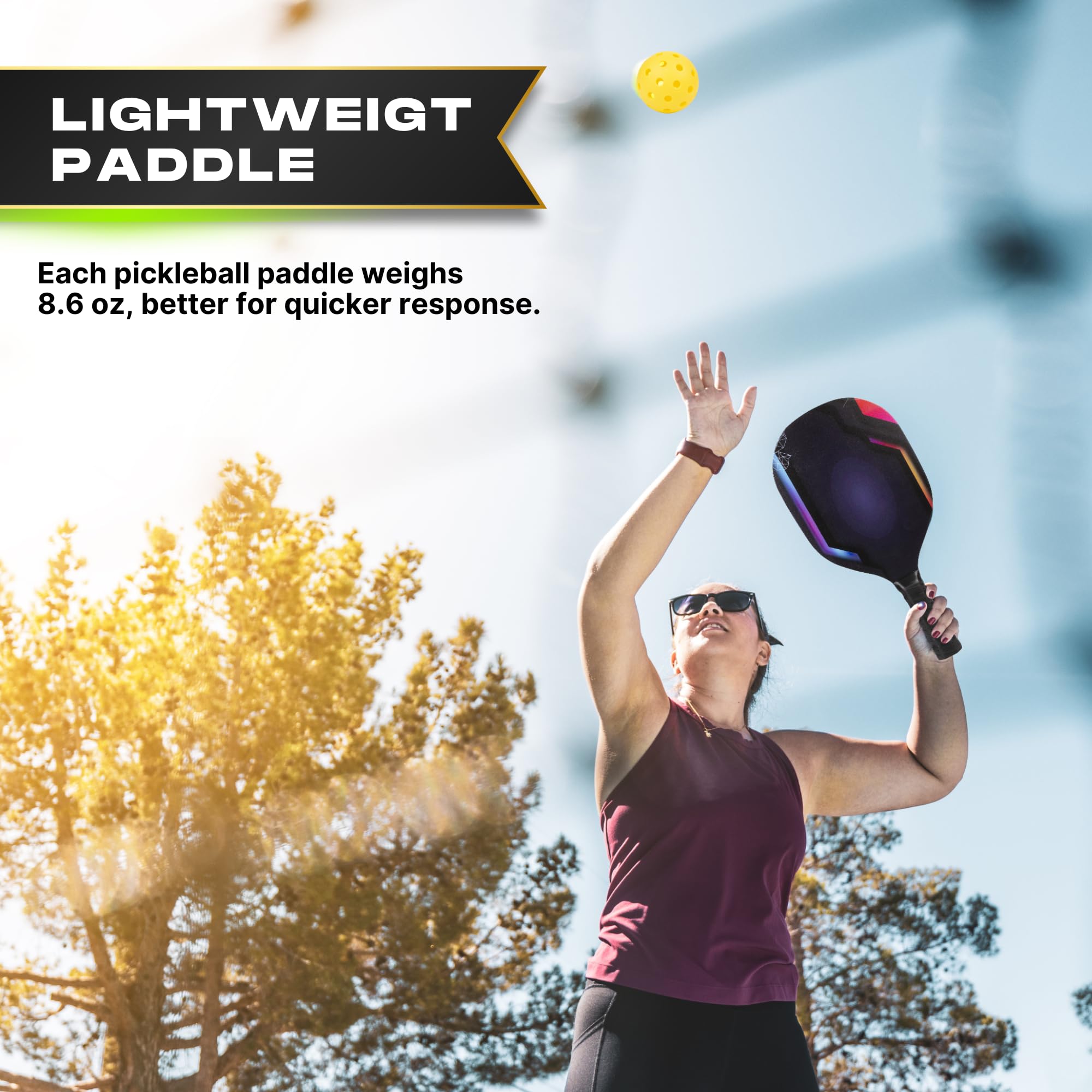 PIXIDU Pickleball Paddles Set of 2 - Pickleball Sets with Bag Pickleball Rackets Pickle-Ball Equipment Complete 2 Rackets and 4 Balls for Adults and Kids