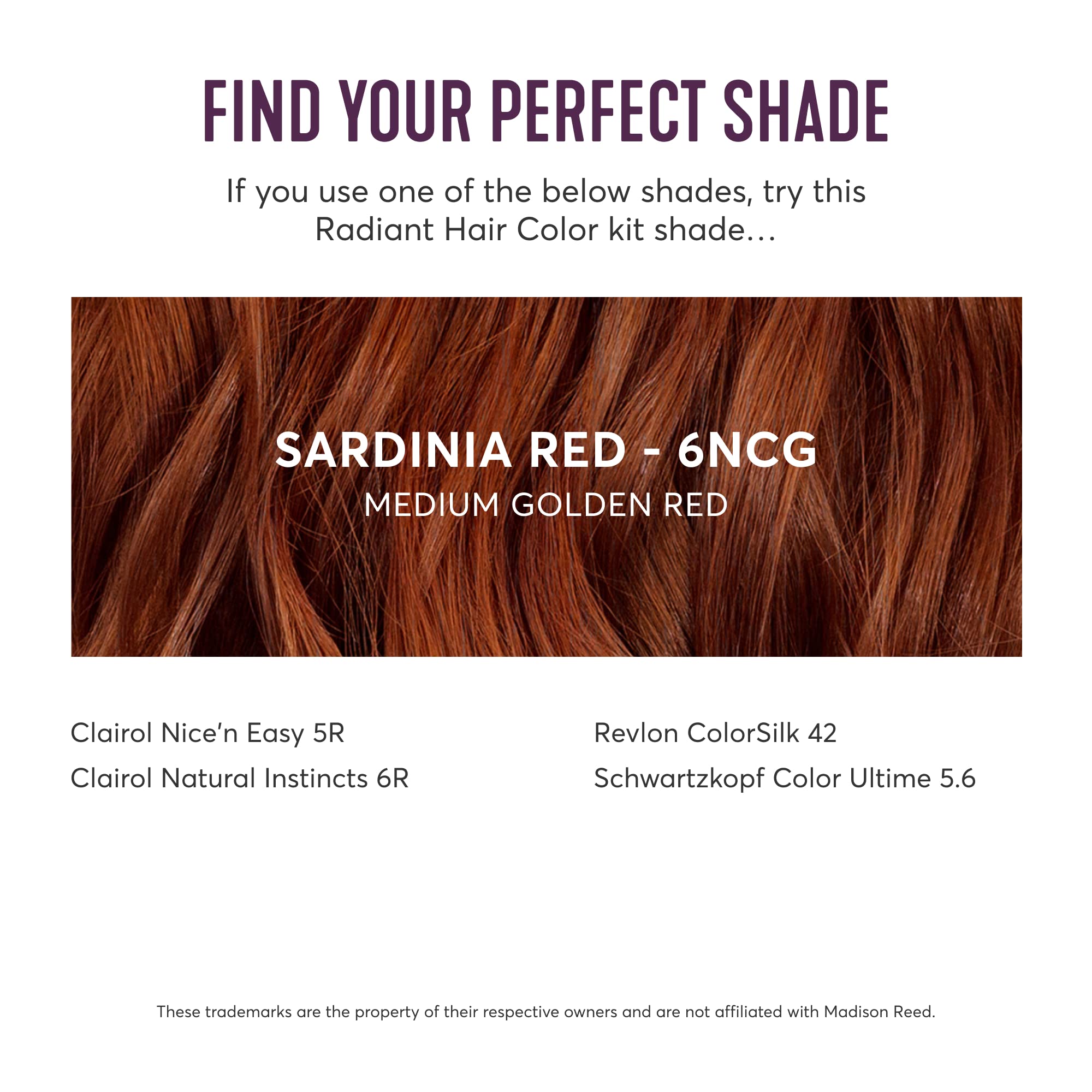 Madison Reed Radiant Hair Color Kit, Medium Amaretto Red for 100% Gray Coverage, Ammonia-Free, 6NCG Sardinia Red, Permanent Hair Dye, Pack of 1