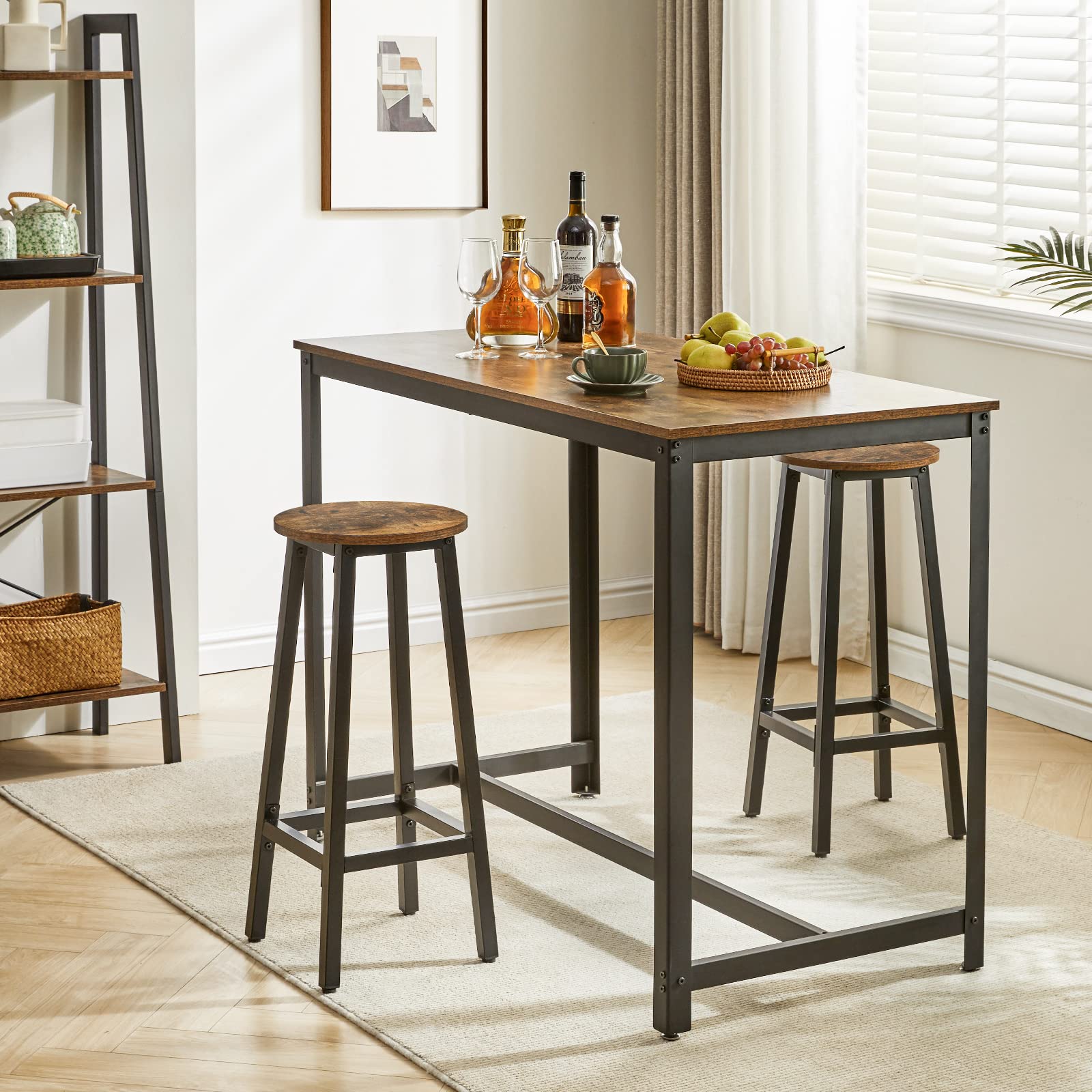 IBUYKE Set of 2 Bar Stools, 27.56-Inch High Seat, Backless Dining Counter Stools, Industrial Kitchen Breakfast Stools, for Dining Room Kitchen Counter Bar TMJ510H