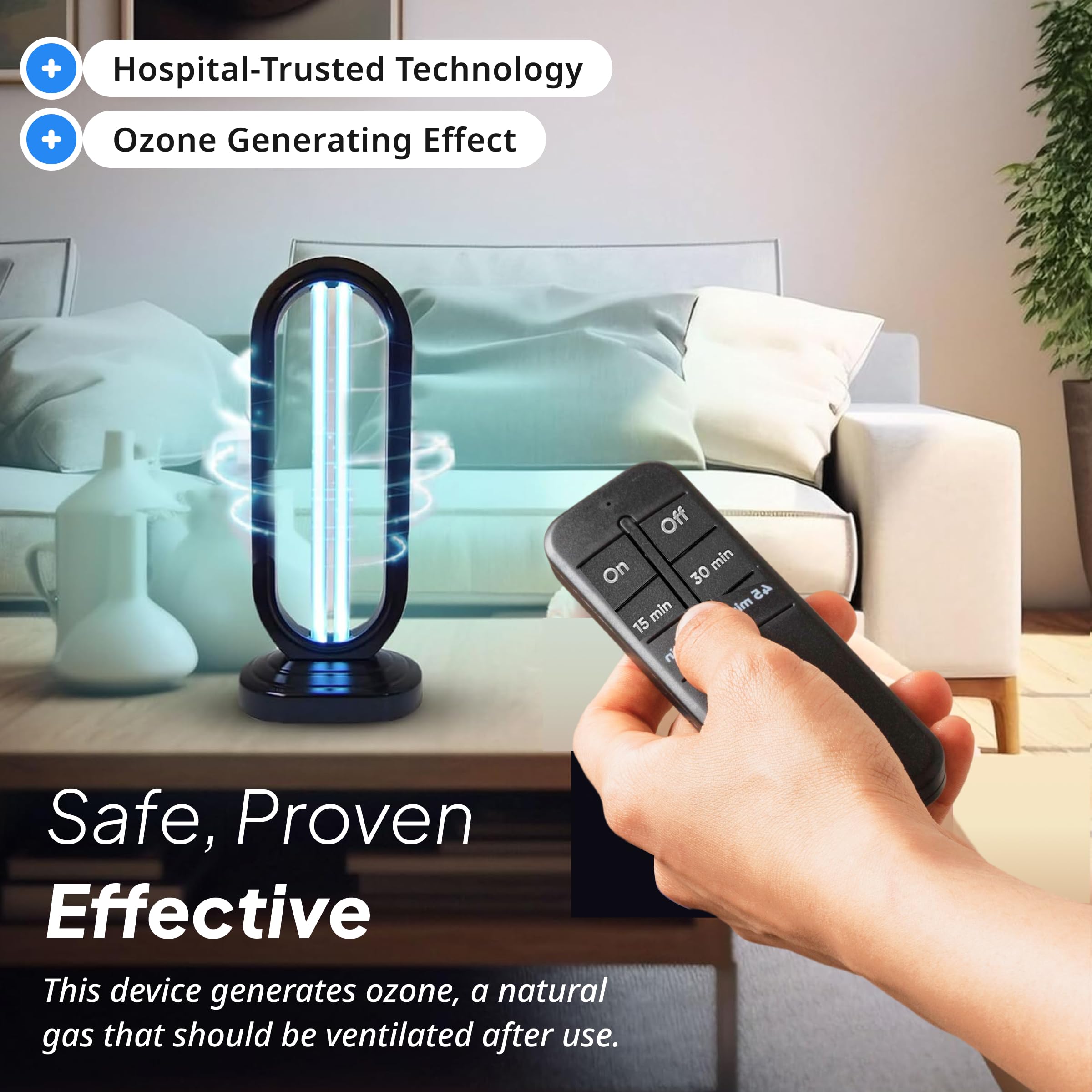 Swissklip Swissker HaloUV, Mold Remover, Home Disinfection Device, Dust Mites Remover, UV Light Sanitizer, Ultraviolet Sanitizer for Home, Room & Kitchen, Ultraviolet Light with 4 Speed Timings