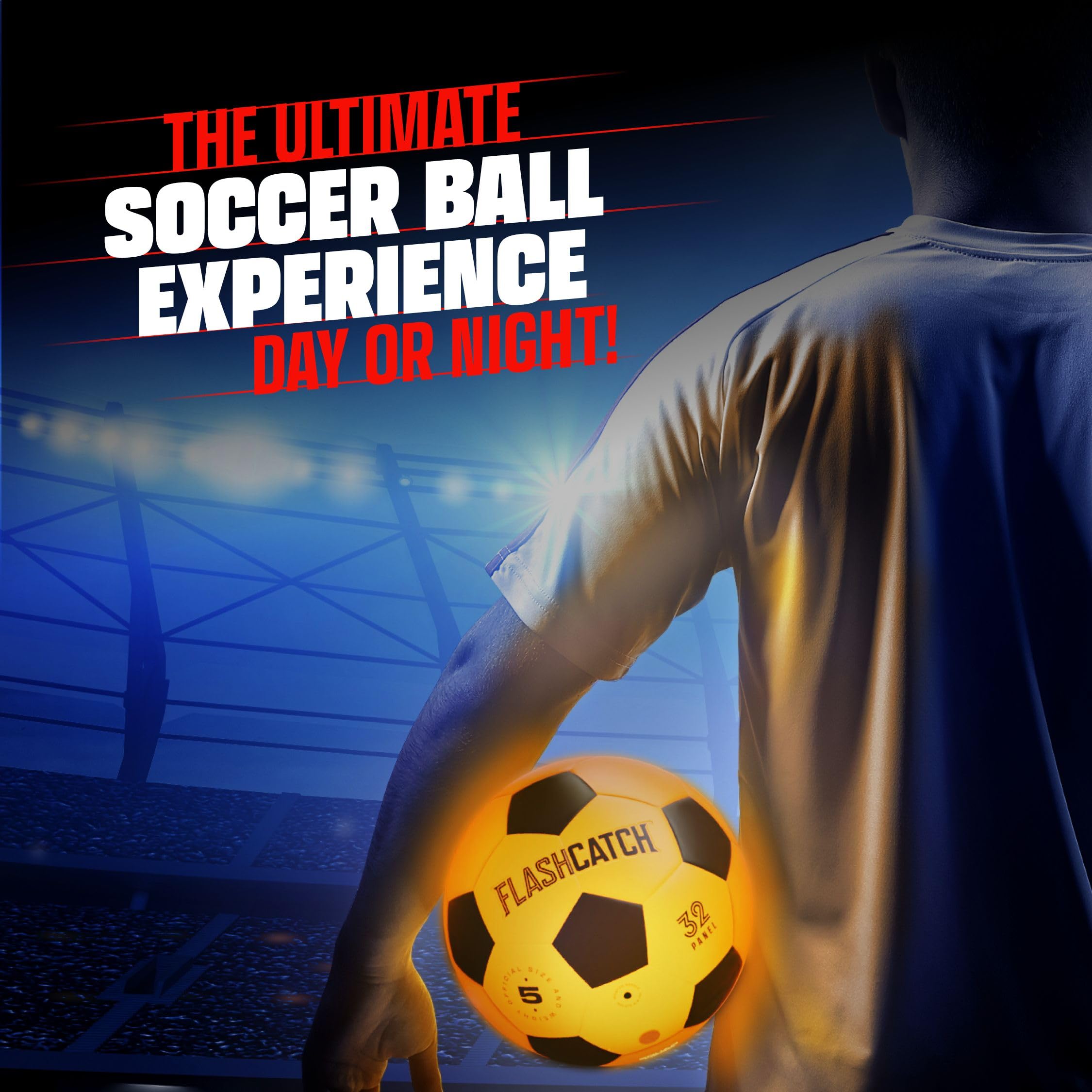 Light Up Soccer Ball - Glow in the Dark - NO 5 - Sports Gear Gifts for Boys & Girls 8-15+ Year Old - Kids, Teens Gift Ideas - Cool Boy Toys Ages 8 9 10 11 12 13 14 15 Glowing Night Activity