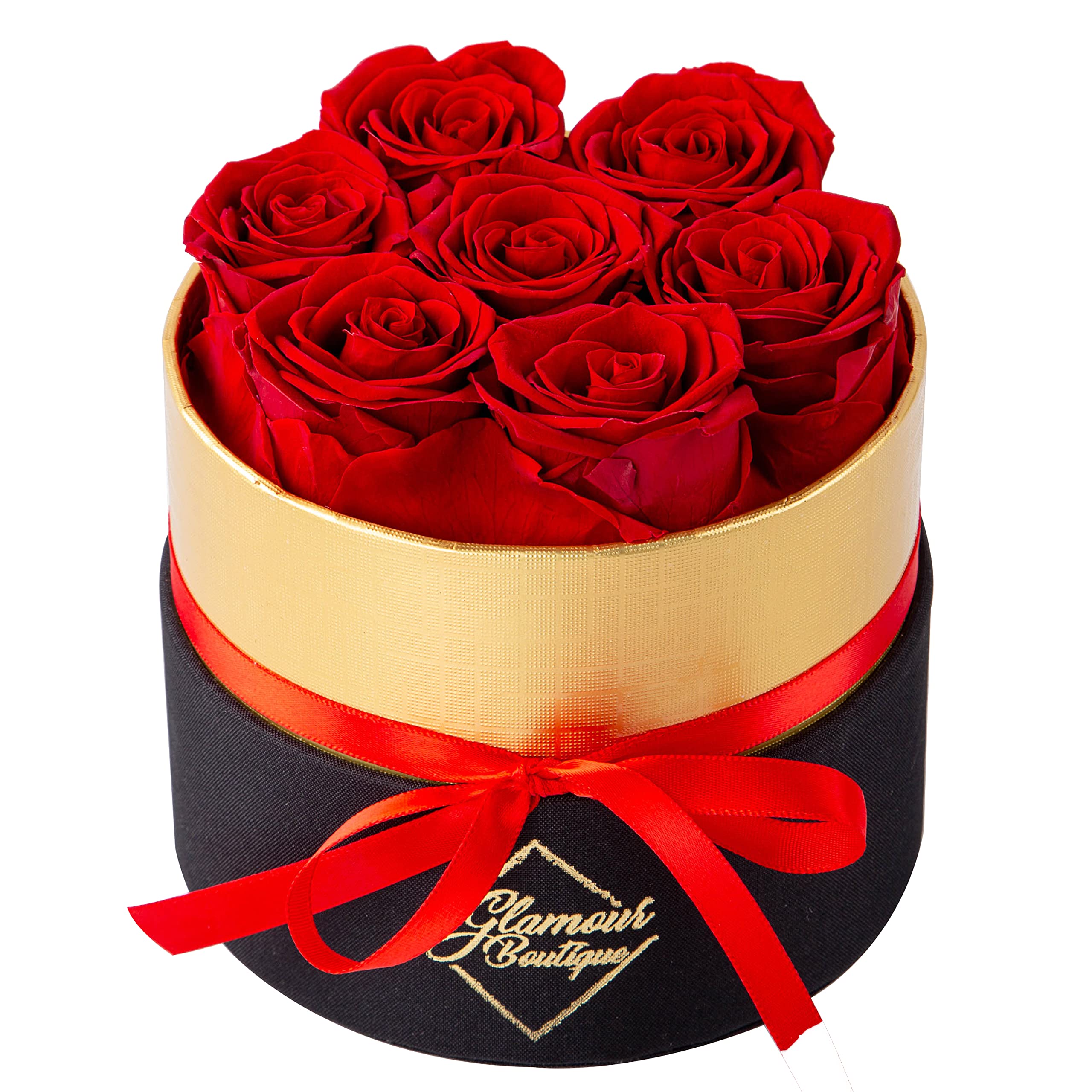 GLAMOUR BOUTIQUE Eternal Preserved Roses in a Box - Flowers Forever Valentine’s Day, Roses Forever for Women, Roses Forever in a Box for Delivery, Birthday Gifts for Her, Red