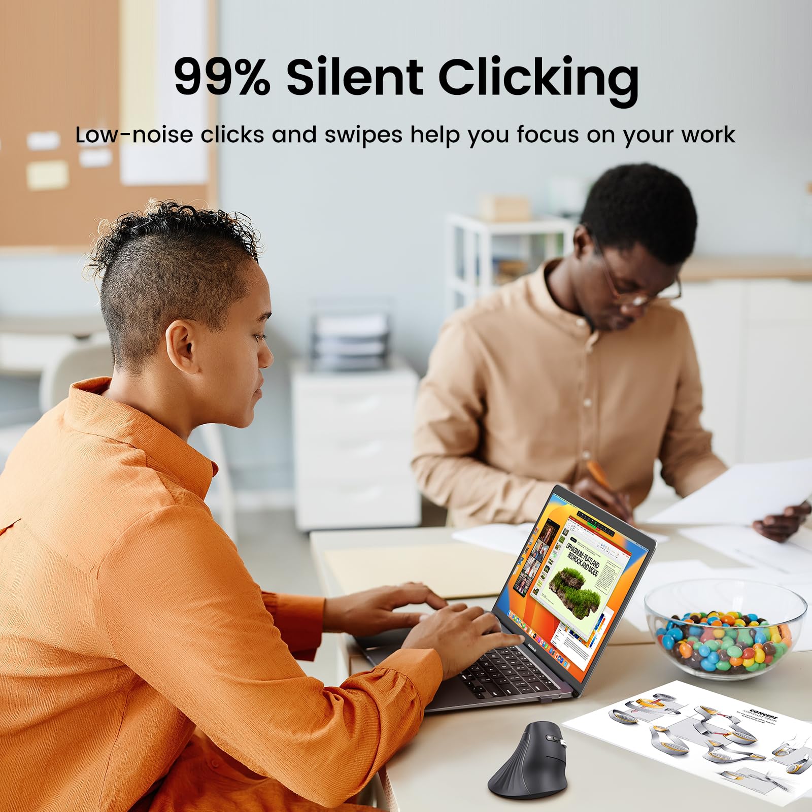 UGREEN Vertical Mouse Wireless (Bluetooth 5.0+2.4G) Ergonomic Mouse with 5 Buttons, 1000/1600/2000/4000 DPI, Prevention of Mouse Arm, Vertical Mouse Compatible with PC/Laptop/Tablet, Black