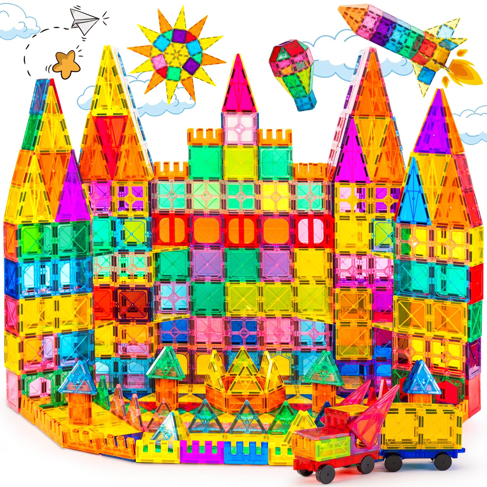 Magnetic Tiles,100PCS 3D Building Blocks, Magnets Building Set for Kids, Construction STEM Stacking Toys, Magnets Toy Gift for Toddlers, Boys and Girls