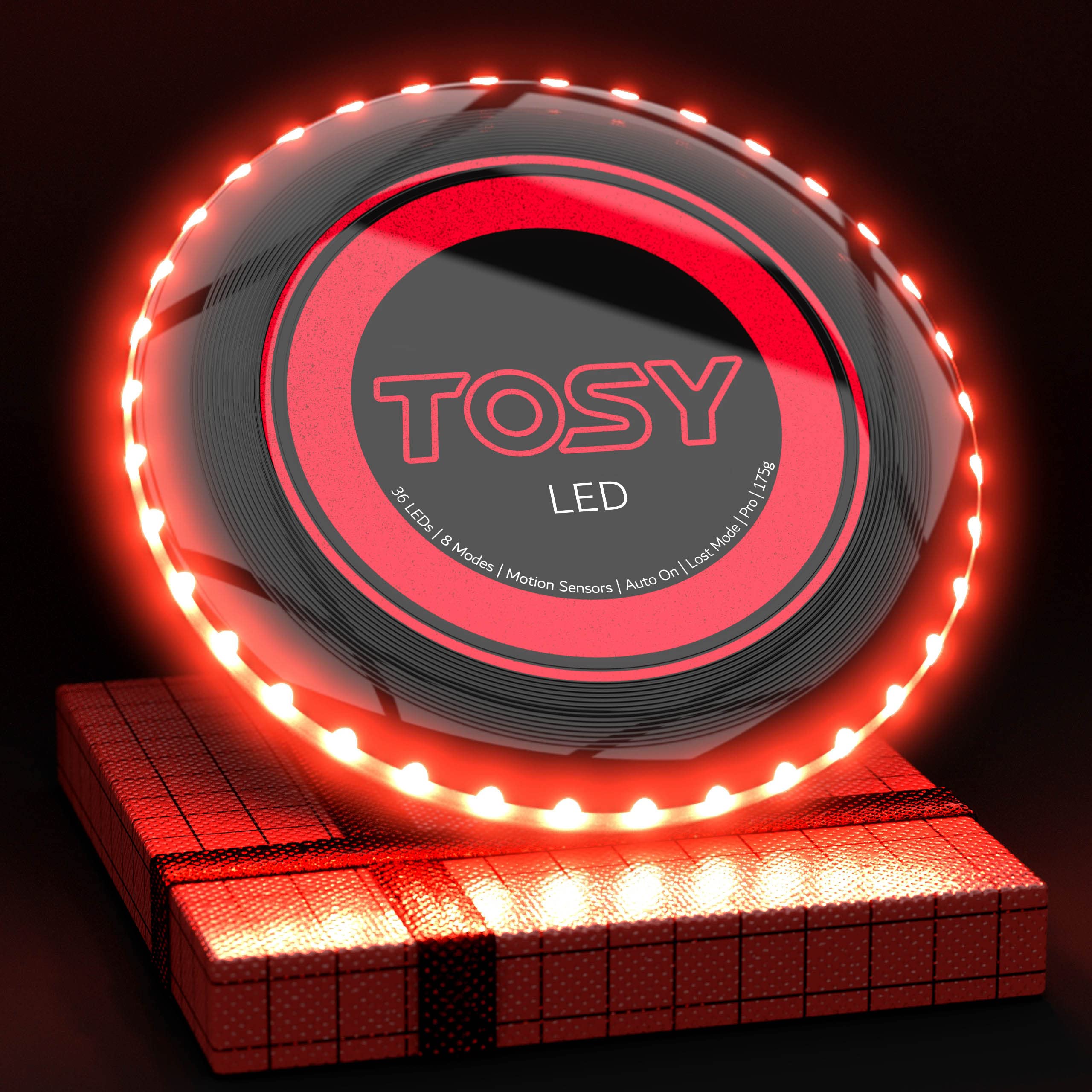 TOSY Bundle of 3-2X Red + Blue - Flying Disc 36 LEDs, Super Bright, Smart Modes, Auto Light Up, Rechargeable, Cool Fun Christmas, Birthday & Camping Gift for Men/Boys/Teens/Kids, 175g Frisbee